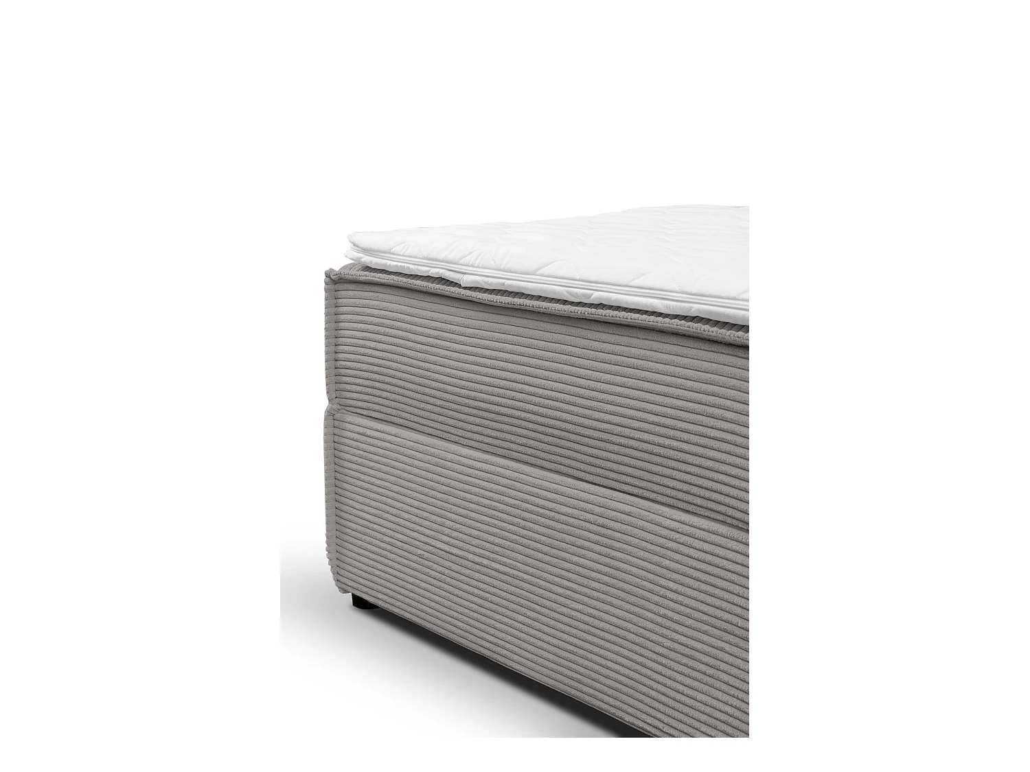 Lit boxspring GLORIA avec 2 coffres de rangement, lit rembourré Dimensions: 180x200, couleur: gris, tissu cordé