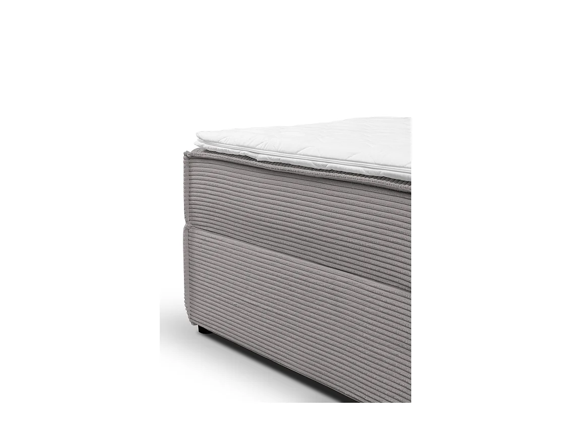 Lit boxspring GLORIA avec 2 coffres de rangement, lit rembourré Dimensions: 180x200, couleur: gris, tissu cordé