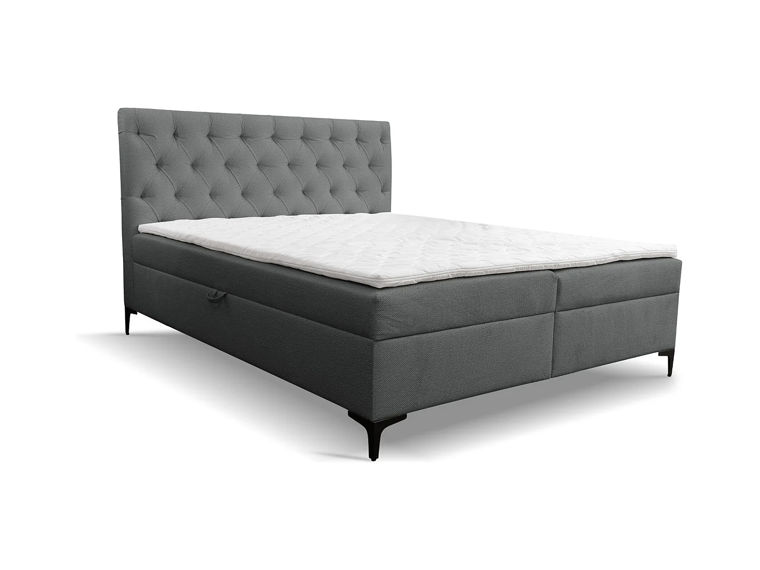 Lit boxspring Calipso avec 2 coffres de rangement, lit rembourré Dimensions: 180x200, couleur: gris, tissu velours
