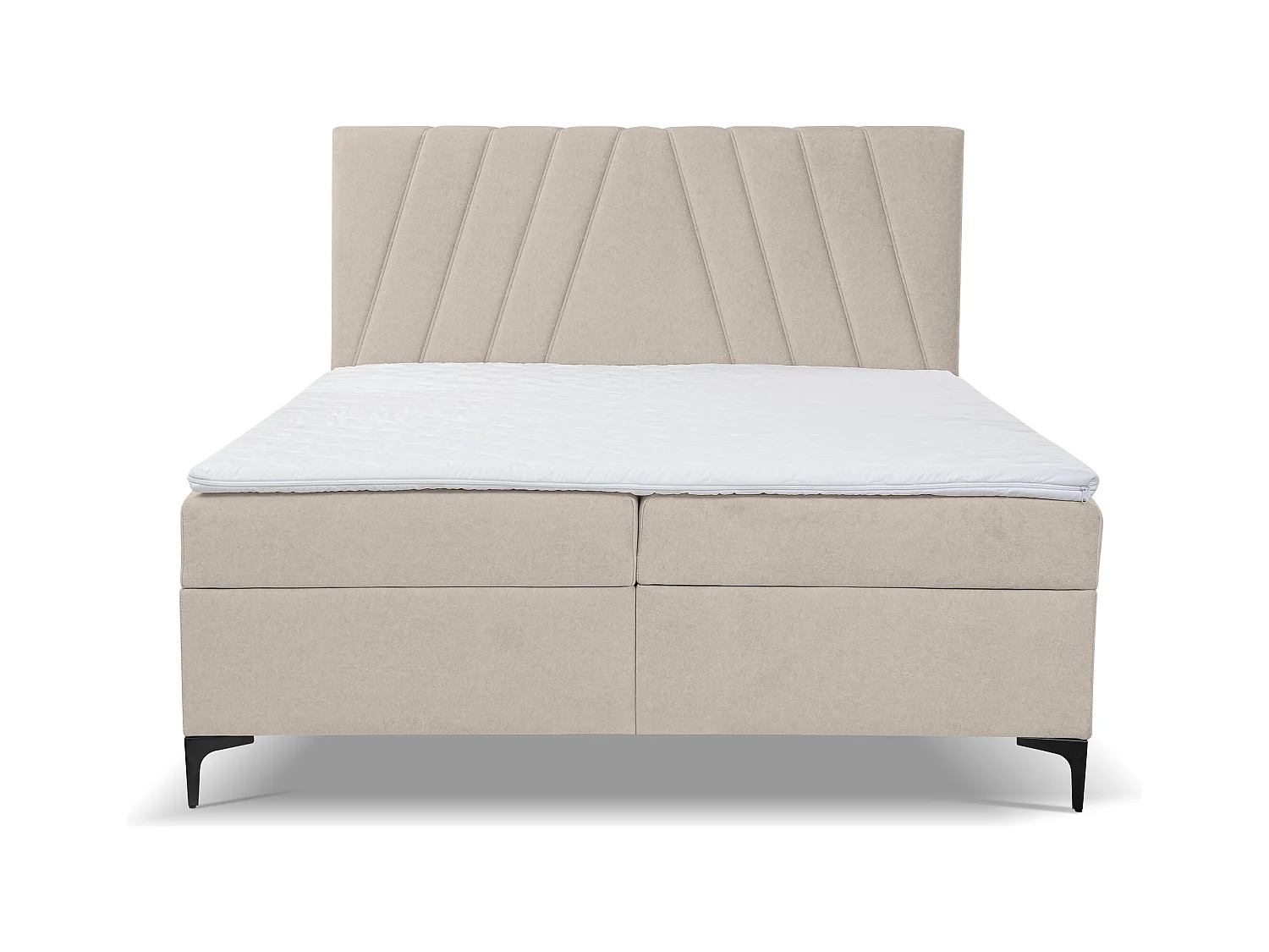 Lit boxspring CAPRI avec 2 coffres de rangement, lit rembourré Dimensions: 160x200 cm, couleur: beige, tissu velours