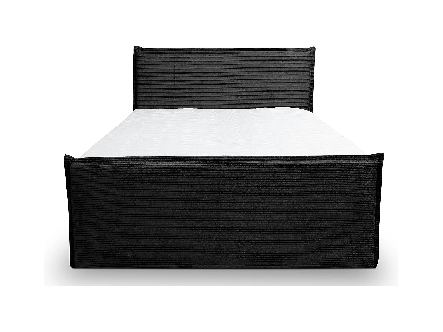 Lit boxspring Vanessa avec 2 coffres de rangement, lit rembourré Dimensions: 160x200, couleur: noir, tissu velours côtelé