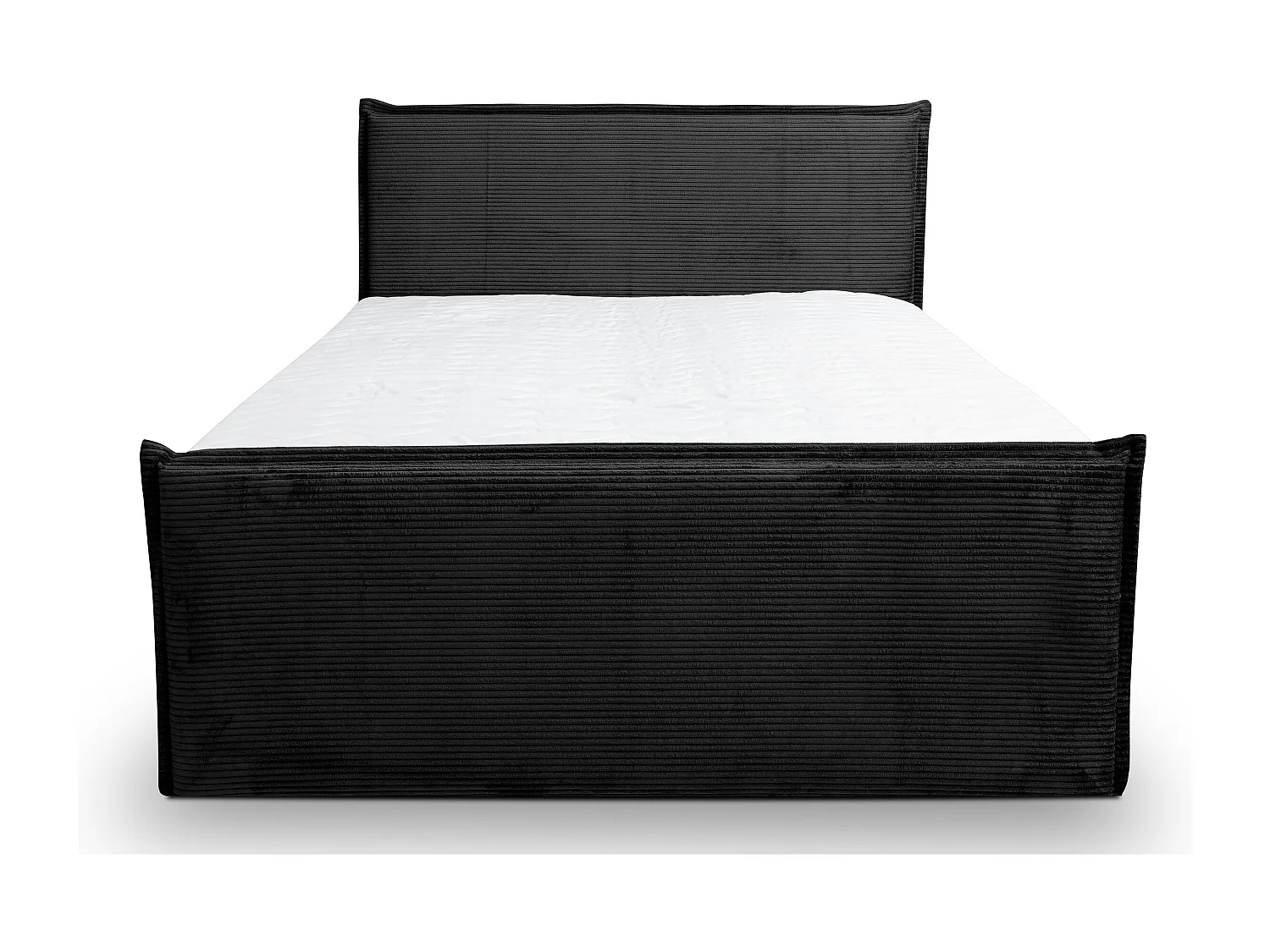 Lit boxspring Vanessa avec 2 coffres de rangement, lit rembourré Dimensions: 160x200, couleur: noir, tissu velours côtelé