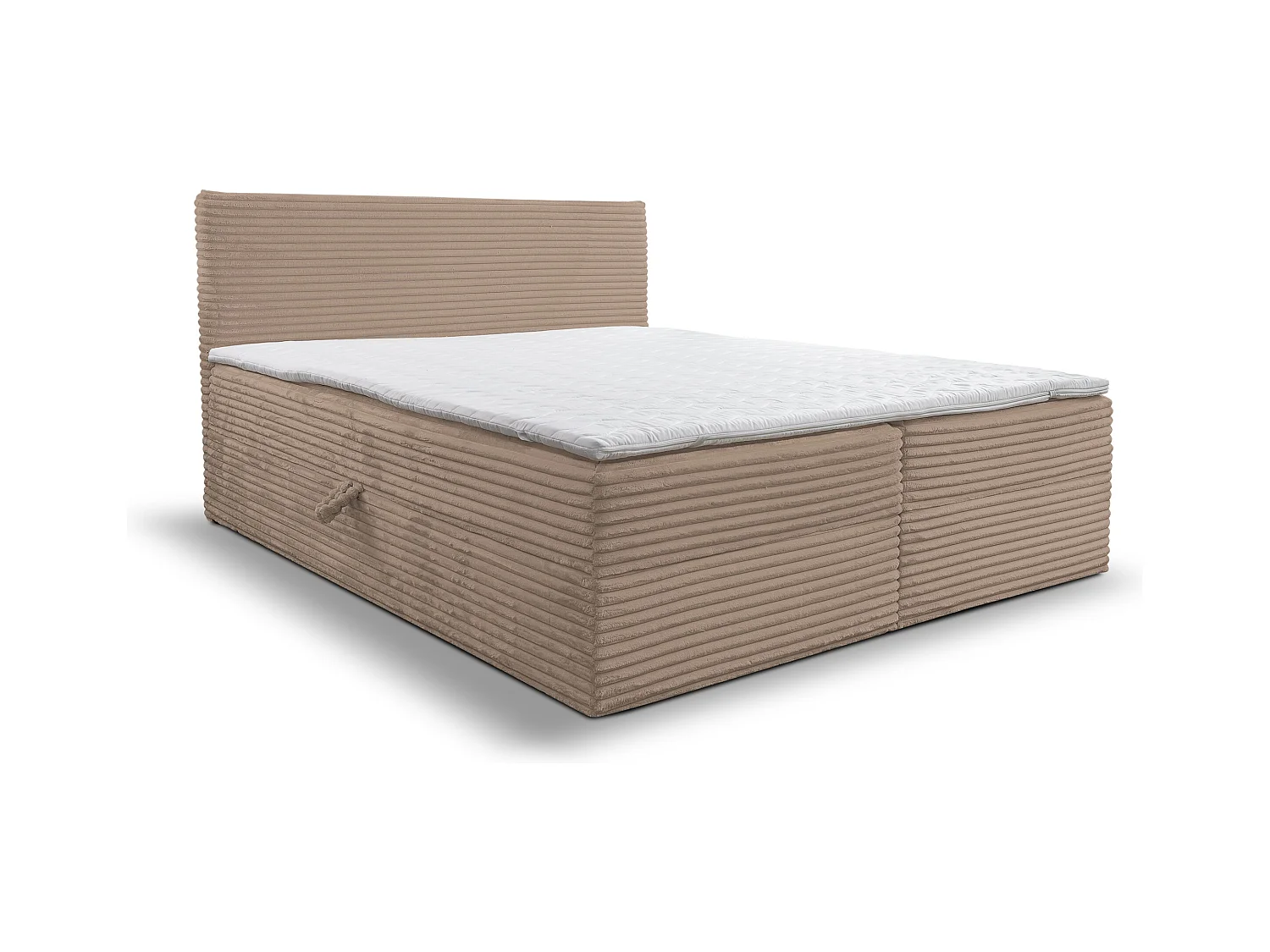 Lit boxspring Tilly avec 2 coffres de rangement, lit rembourré Dimensions: 160x200, couleur: marron, tissu cordé