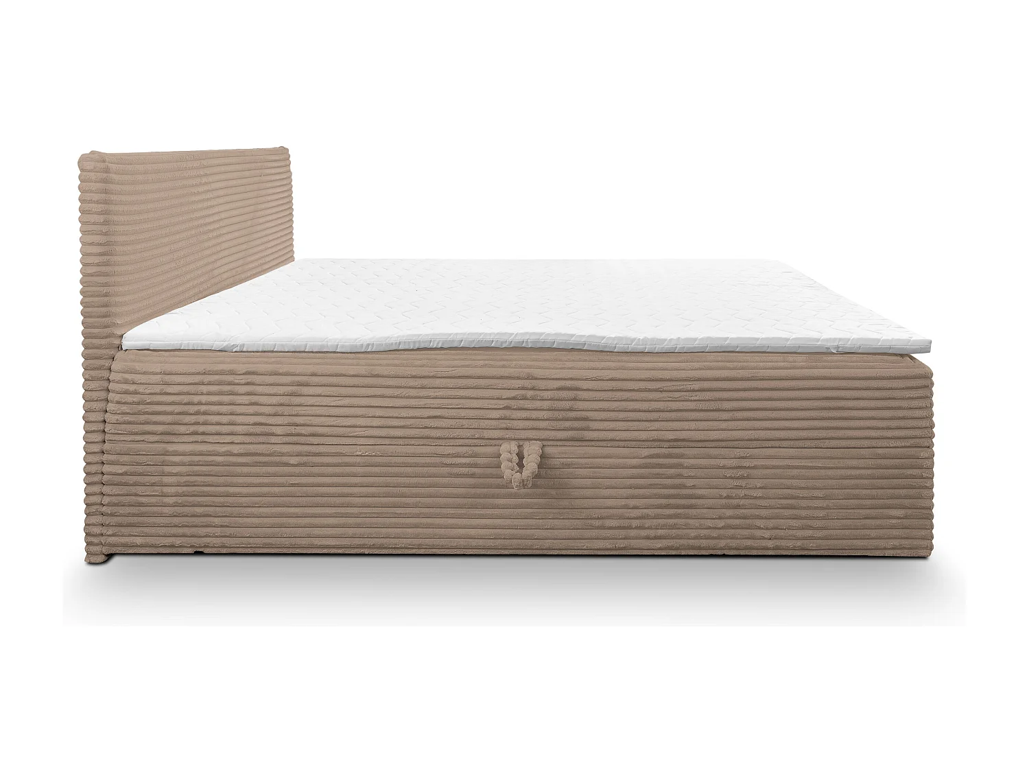 Lit boxspring Tilly avec 2 coffres de rangement, lit rembourré Dimensions: 160x200, couleur: marron, tissu cordé