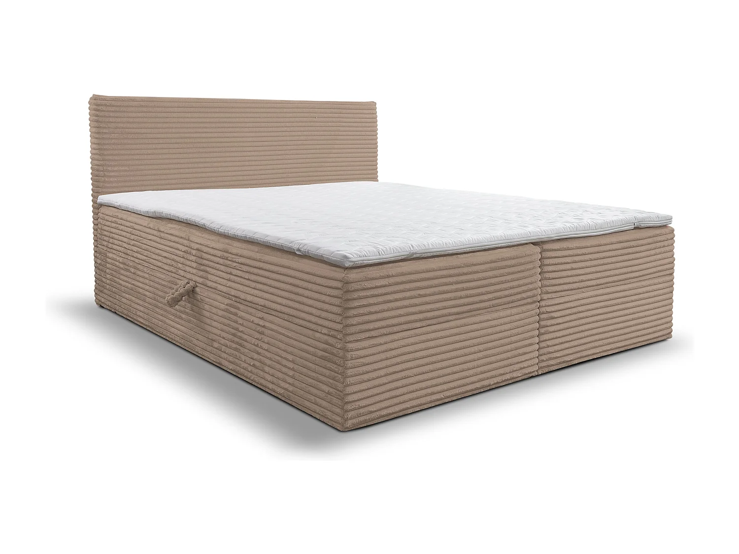 Lit boxspring Tilly avec 2 coffres de rangement, lit rembourré Dimensions: 160x200, couleur: marron, tissu cordé