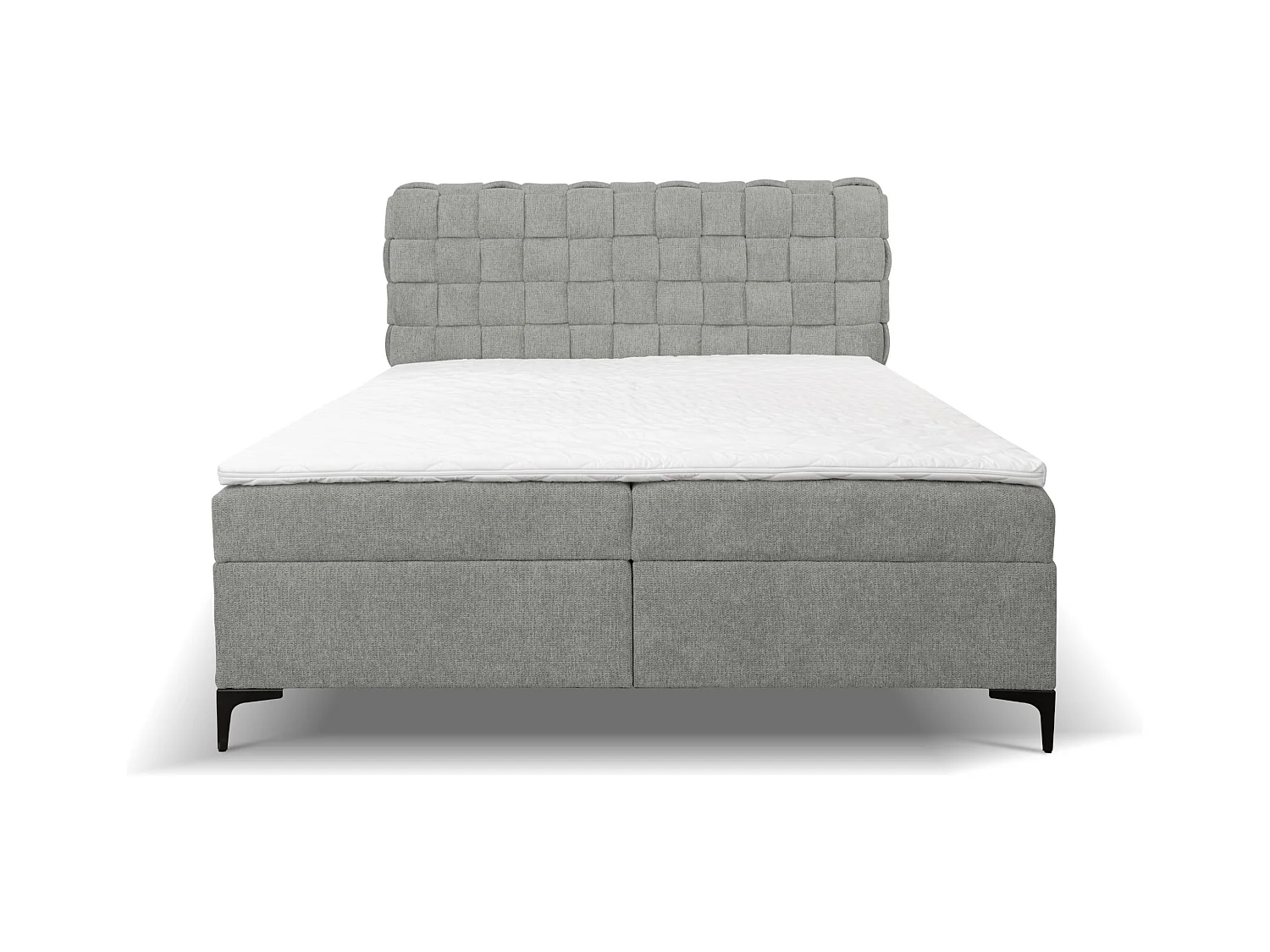 Lit boxspring Roma avec 2 tiroirs de rangement, lit rembourré Dimensions: 140x200, couleur: gris, tissu velours