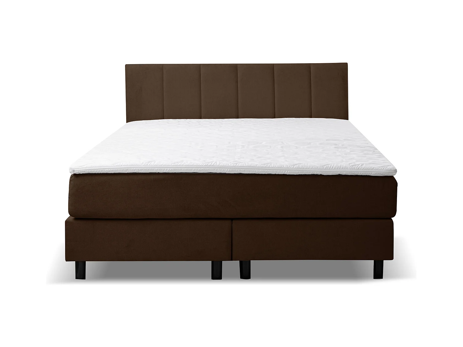 Lit boxspring Paris, lit rembourré Dimensions : 180x200 cm, couleur : marron, tissu velours, lit double avec matelas Bonell H3 et surmatelas inclus