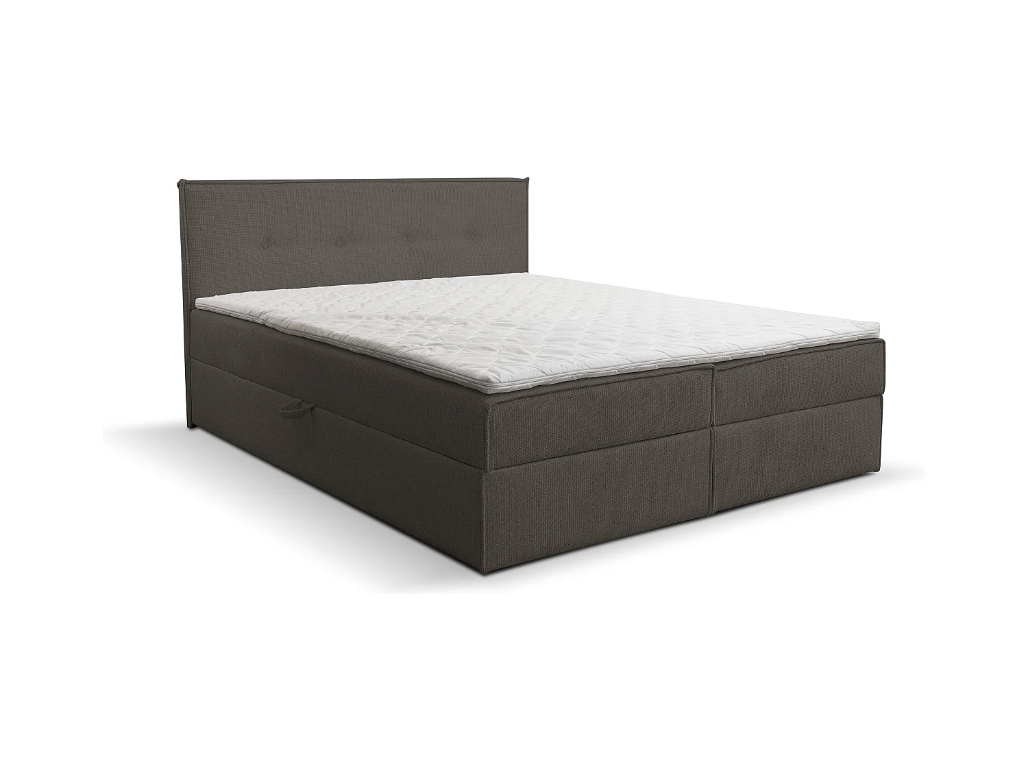 Lit boxspring Calido avec 2 coffres de rangement, lit rembourré Dimensions: 140x200, couleur: brun foncé, tissu structuré