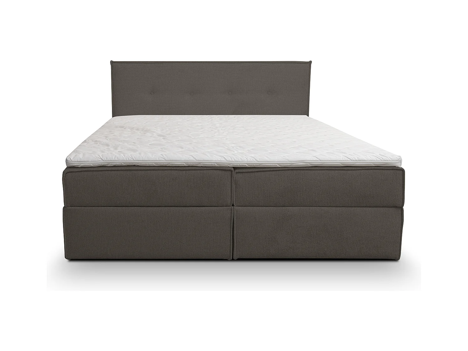Lit boxspring Calido avec 2 coffres de rangement, lit rembourré Dimensions: 140x200, couleur: brun foncé, tissu structuré