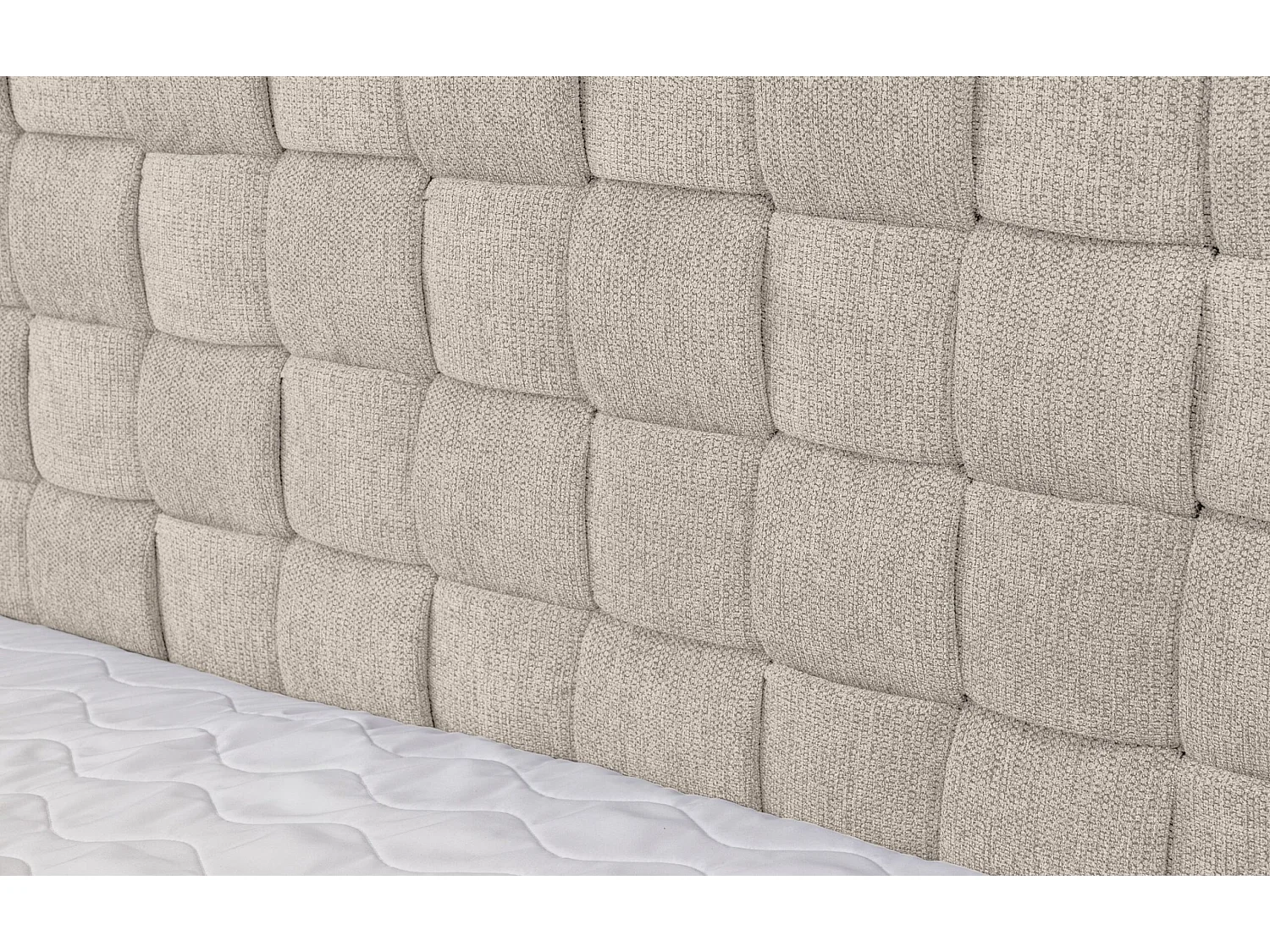 Lit boxspring Roma avec 2 coffres de rangement, lit rembourré Dimensions: 160x200, couleur: beige, tissu velours