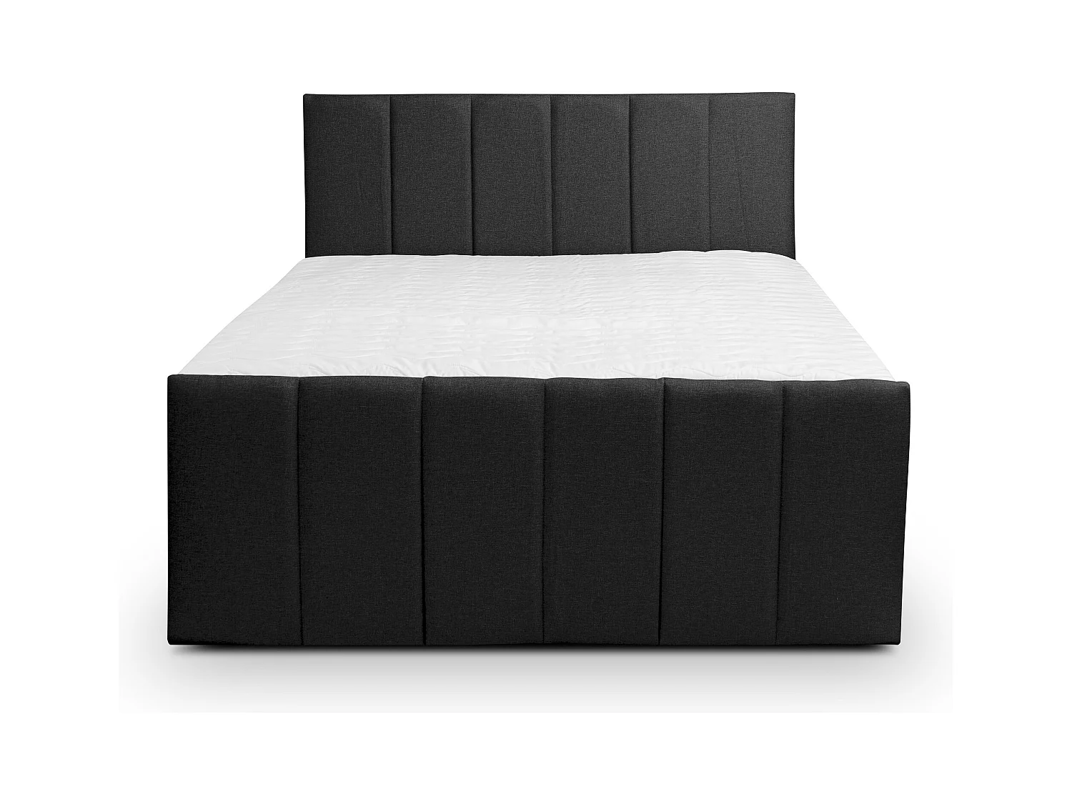 Lit boxspring CLAUDINE avec 2 coffres de rangement, lit rembourré Dimensions: 160x200, couleur: noir, tissu velours