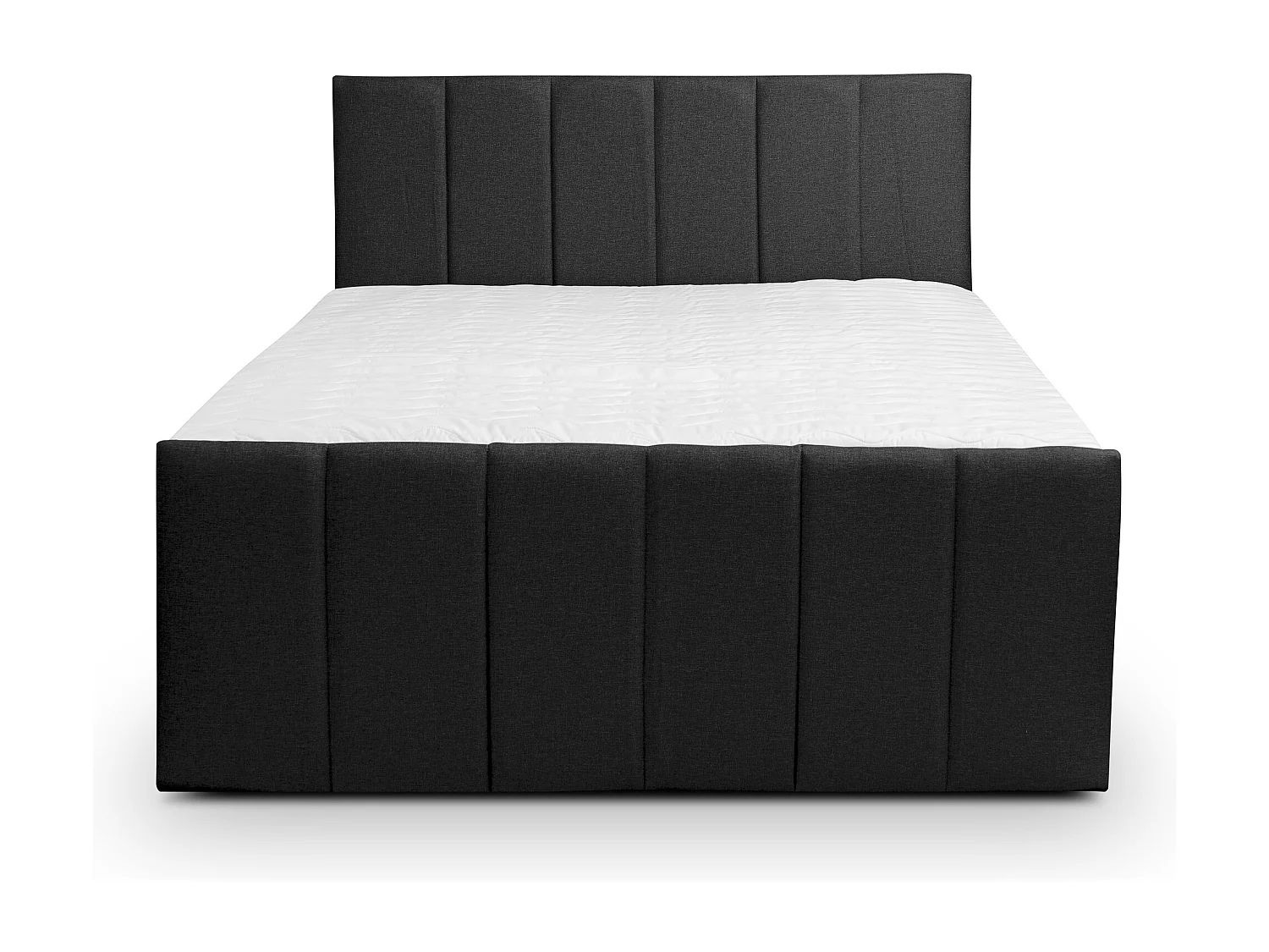 Lit boxspring CLAUDINE avec 2 coffres de rangement, lit rembourré Dimensions: 160x200, couleur: noir, tissu velours