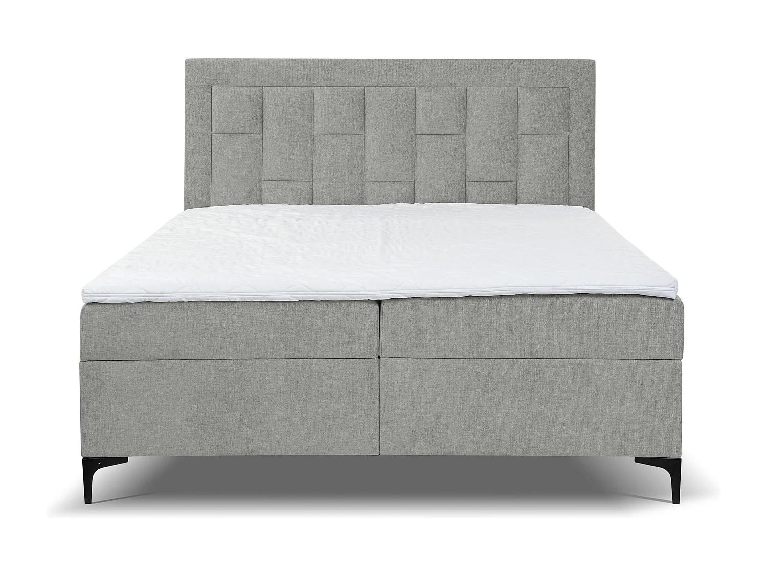 Lit boxspring VENEZIA avec 2 coffres de rangement, lit rembourré Dimensions: 140x200 cm, couleur: gris, tissu velours