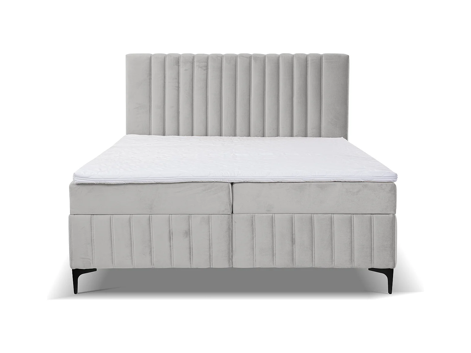 Lit boxspring QUANT avec 2 coffres de rangement, lit rembourré Dimensions: 140x200, couleur: beige, tissu velours