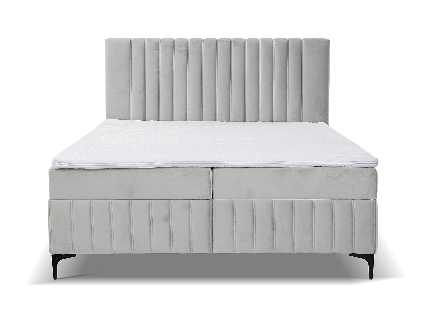 Lit boxspring QUANT avec 2 coffres de rangement, lit rembourré Dimensions: 140x200, couleur: beige, tissu velours