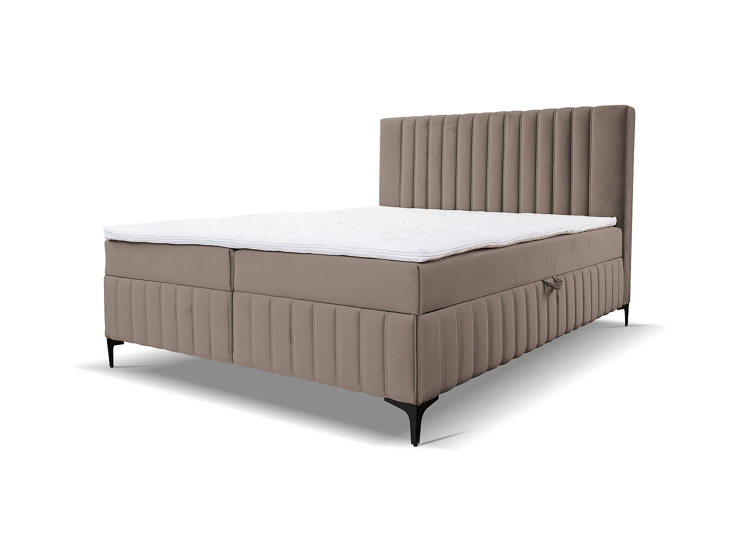 Lit boxspring QUANT avec 2 coffres de rangement, lit rembourré Dimensions: 180x200, couleur: marron, tissu velours