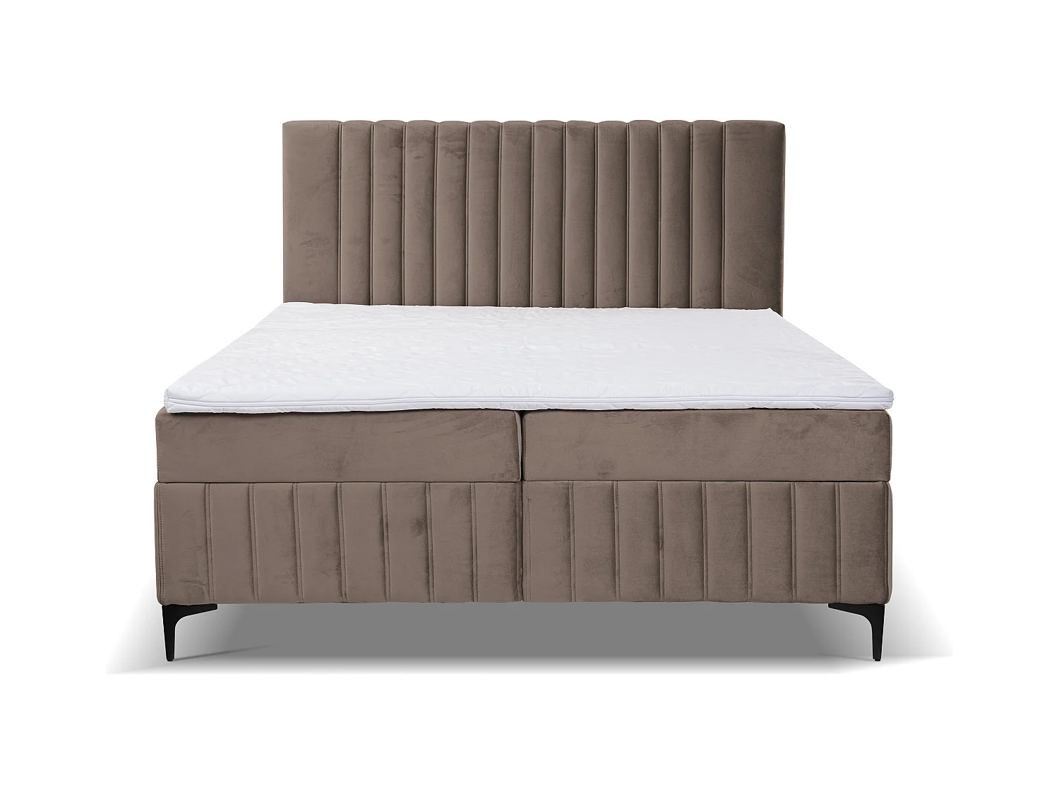 Lit boxspring QUANT avec 2 coffres de rangement, lit rembourré Dimensions: 180x200, couleur: marron, tissu velours