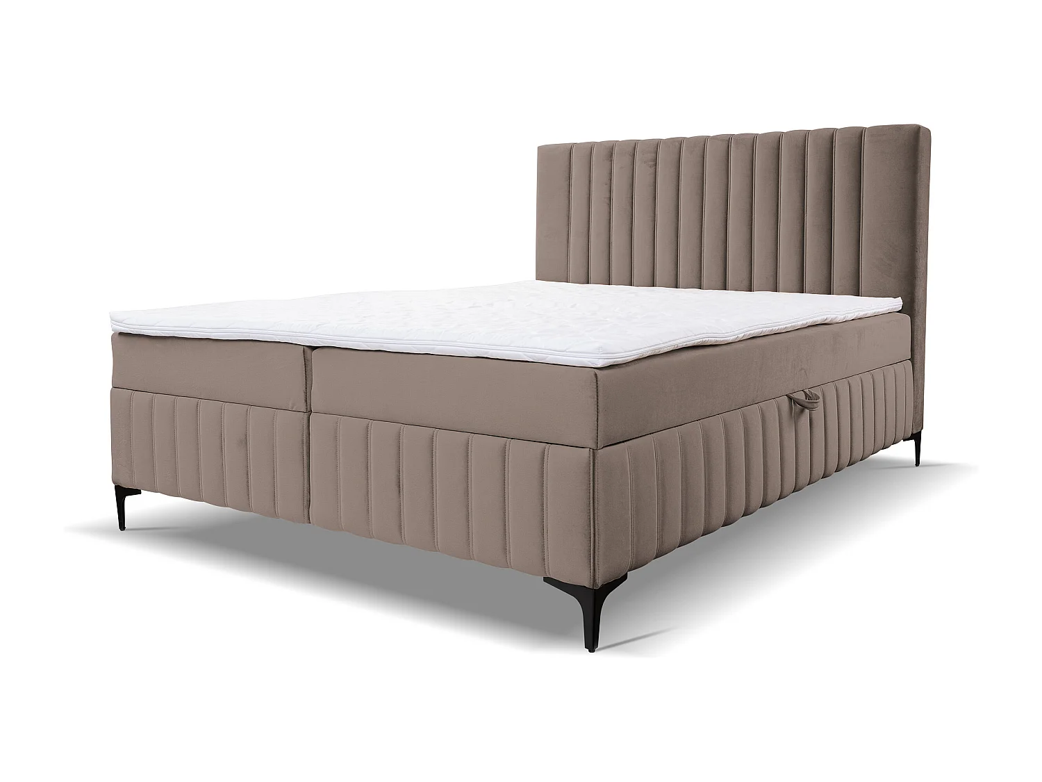 Lit boxspring QUANT avec 2 coffres de rangement, lit rembourré Dimensions: 180x200, couleur: marron, tissu velours