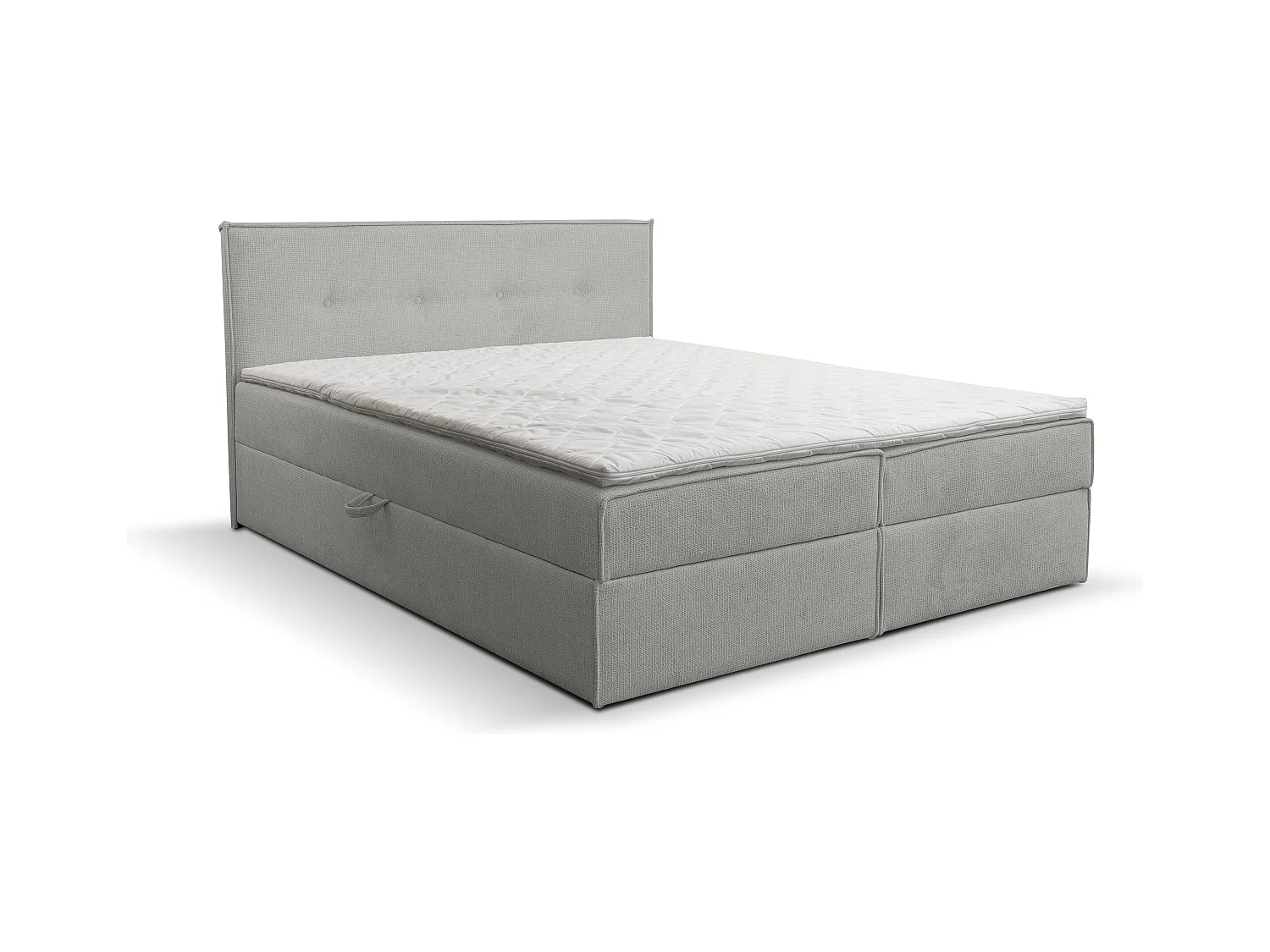 Lit boxspring Calido avec 2 coffres de rangement, lit rembourré Dimensions: 180x200, couleur: gris, tissu structuré