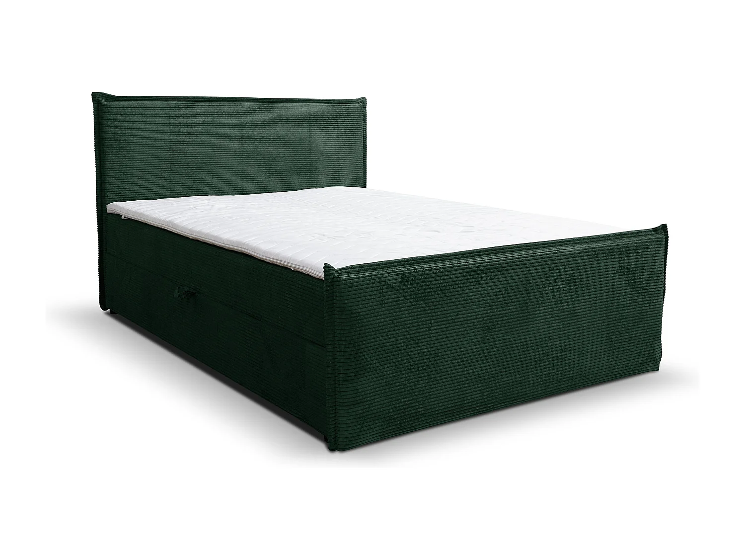 Lit boxspring Vanessa avec 2 coffres de rangement, lit rembourré Dimensions: 160x200, couleur: vert, tissu cordé