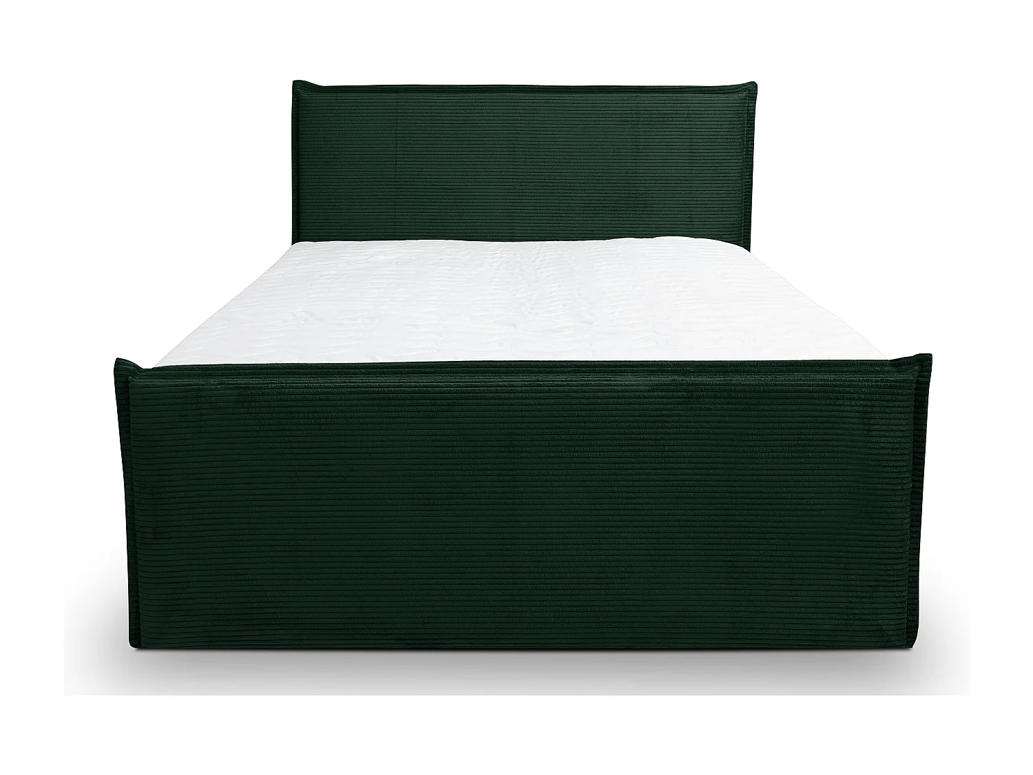 Lit boxspring Vanessa avec 2 coffres de rangement, lit rembourré Dimensions: 160x200, couleur: vert, tissu cordé
