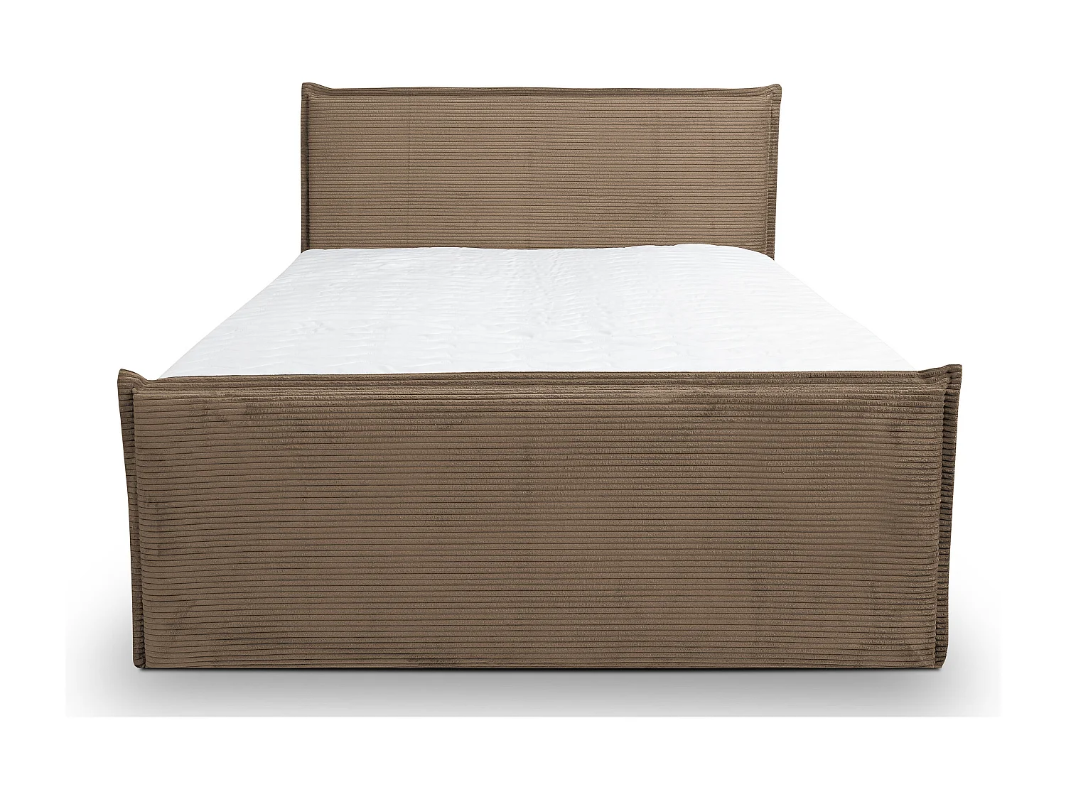 Lit boxspring Vanessa avec 2 coffres de rangement, lit rembourré Dimensions: 160x200, couleur: marron, tissu cordé