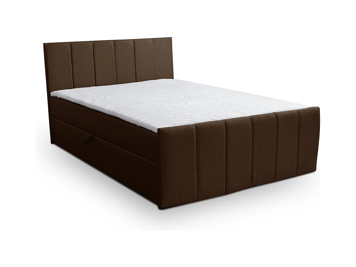 Lit boxspring CLAUDINE avec 2 coffres de rangement, lit rembourré Dimensions: 180x200, couleur: marron, tissu velours