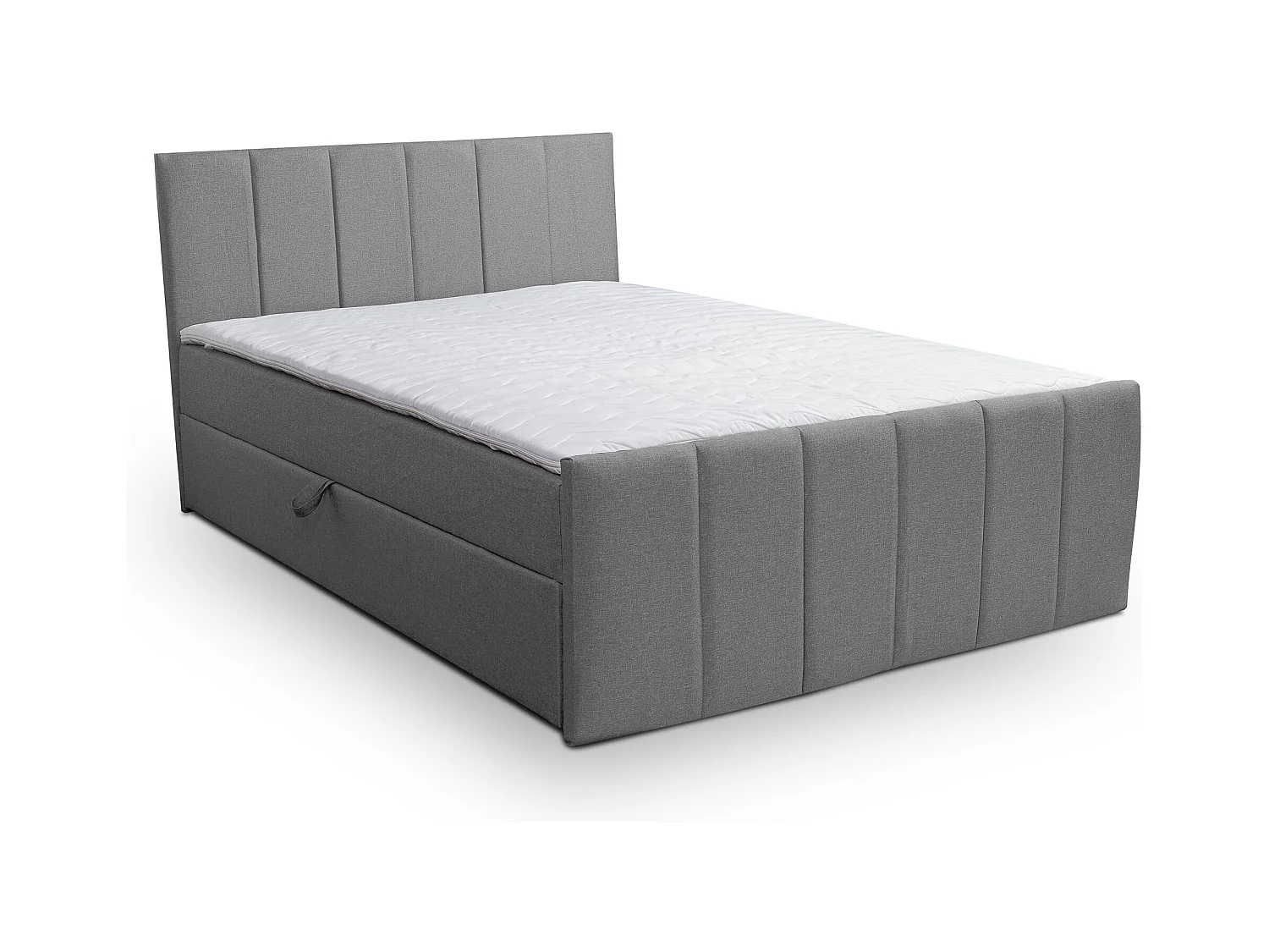Lit boxspring CLAUDINE avec 2 coffres de rangement, lit rembourré Dimensions: 160x200, couleur: gris, tissu velours