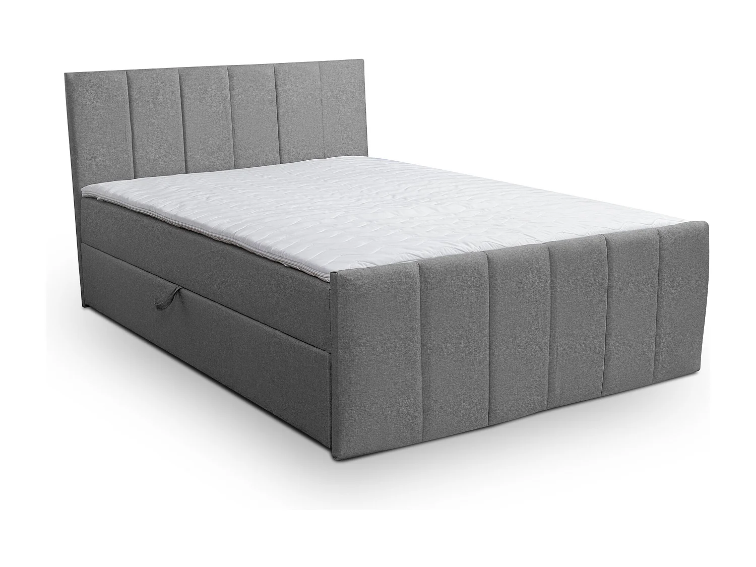 Lit boxspring CLAUDINE avec 2 coffres de rangement, lit rembourré Dimensions: 160x200, couleur: gris, tissu velours