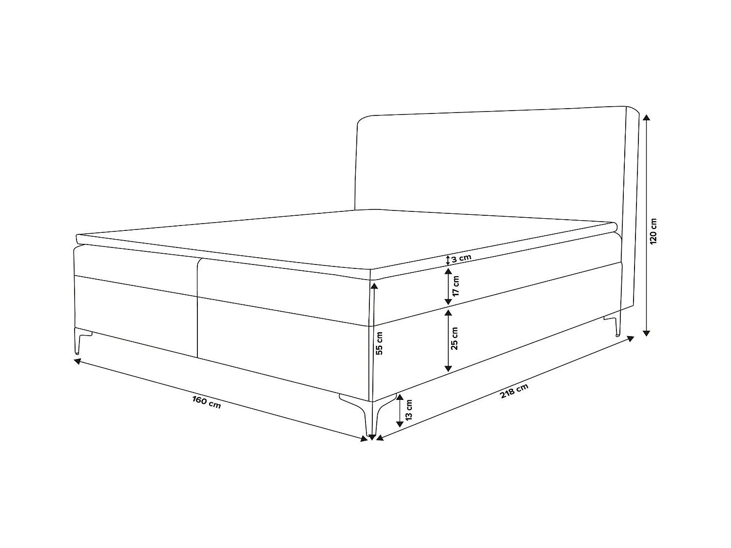 Lit boxspring Calipso avec 2 coffres de rangement, lit rembourré Dimensions: 160x200, couleur: marron, tissu velours