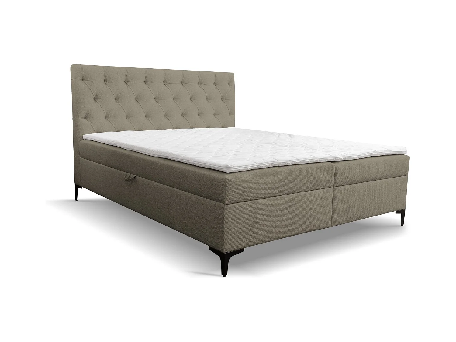 Lit boxspring Calipso avec 2 coffres de rangement, lit rembourré Dimensions: 180x200, couleur: marron, tissu velours