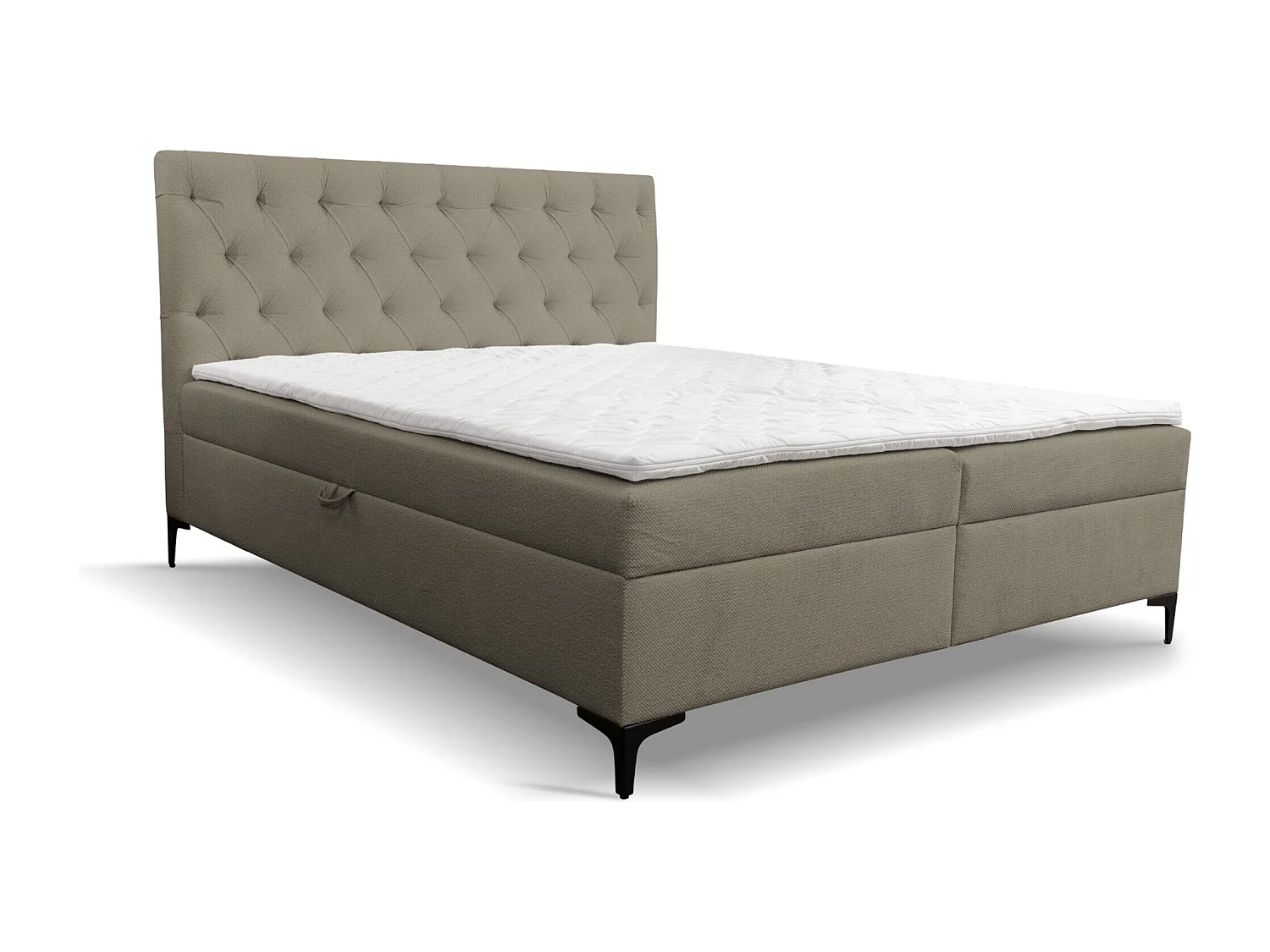 Lit boxspring Calipso avec 2 coffres de rangement, lit rembourré Dimensions: 180x200, couleur: marron, tissu velours