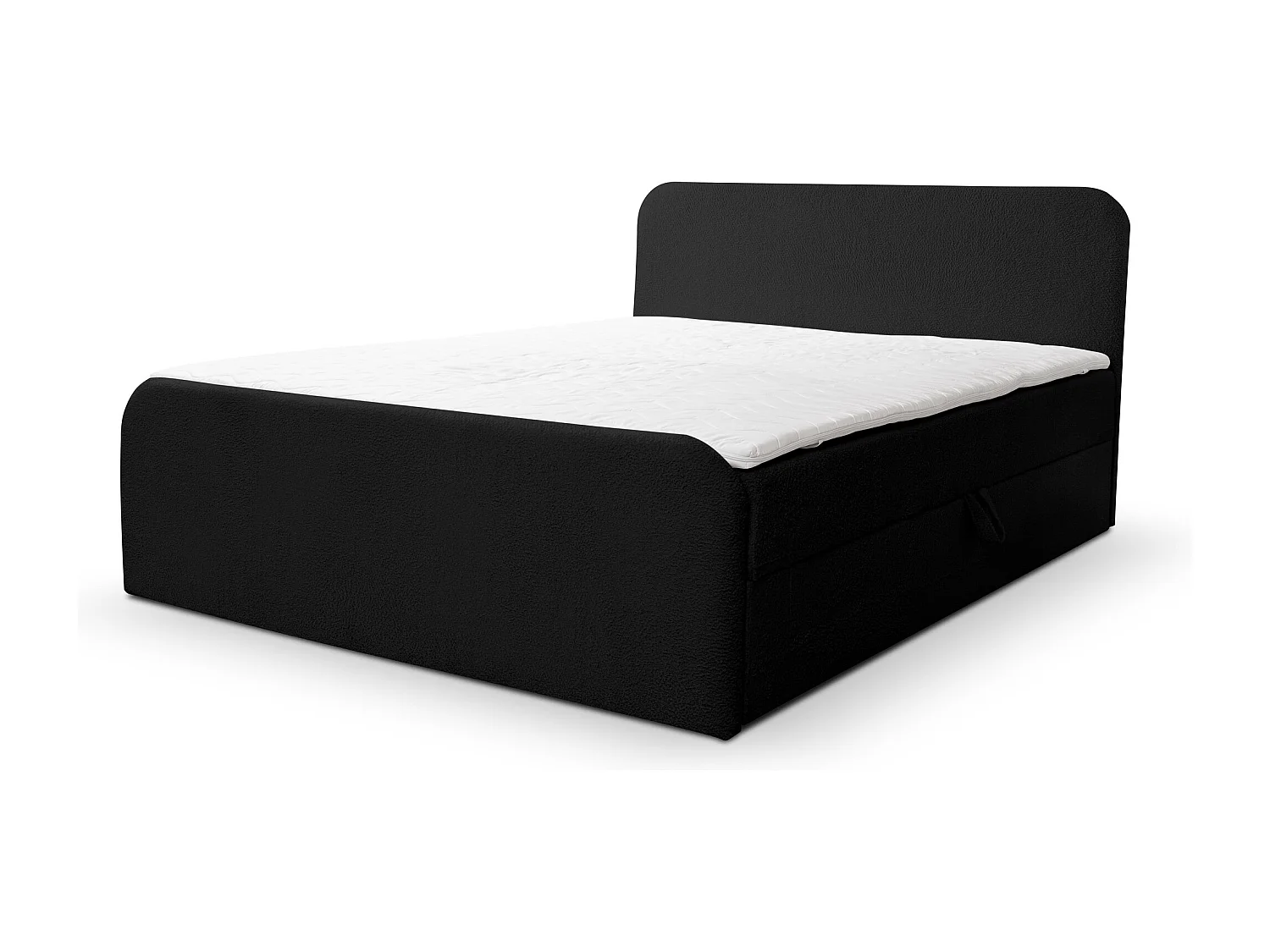 Lit boxspring LAMBI avec 2 coffres de rangement, lit rembourré Dimensions: 180x200, couleur: noir, tissu bouclé
