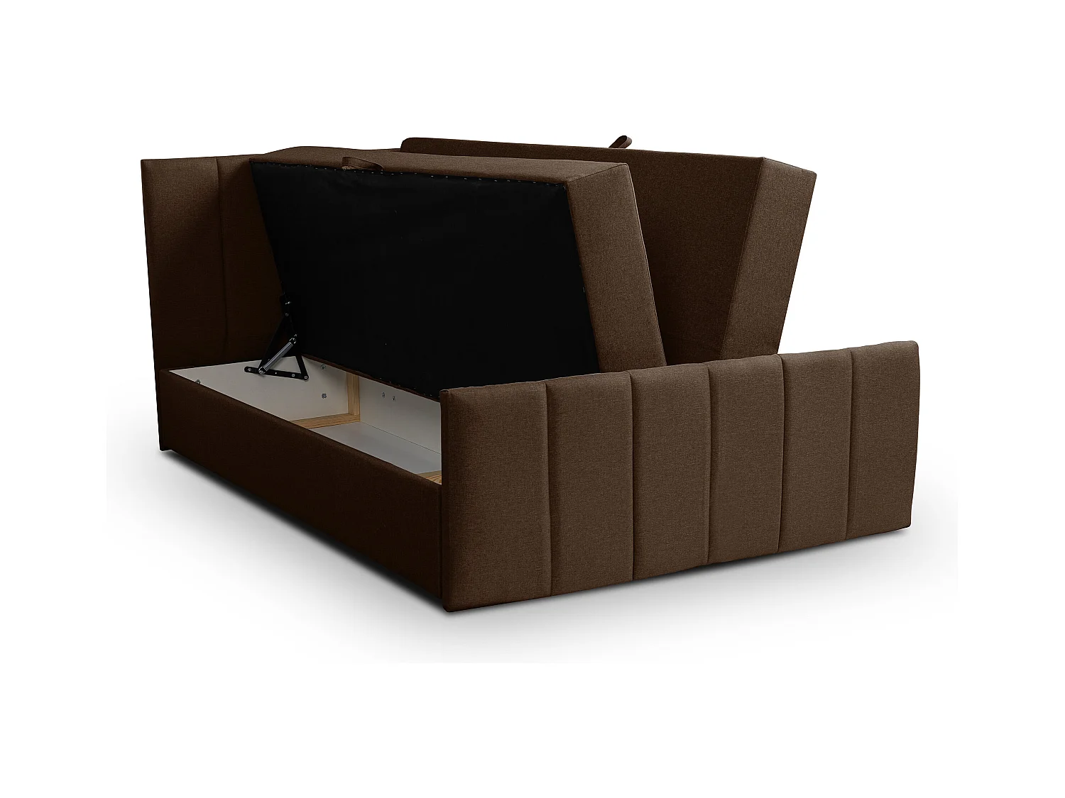 Lit boxspring CLAUDINE avec 2 coffres de rangement, lit rembourré Dimensions: 160x200, couleur: marron, tissu velours