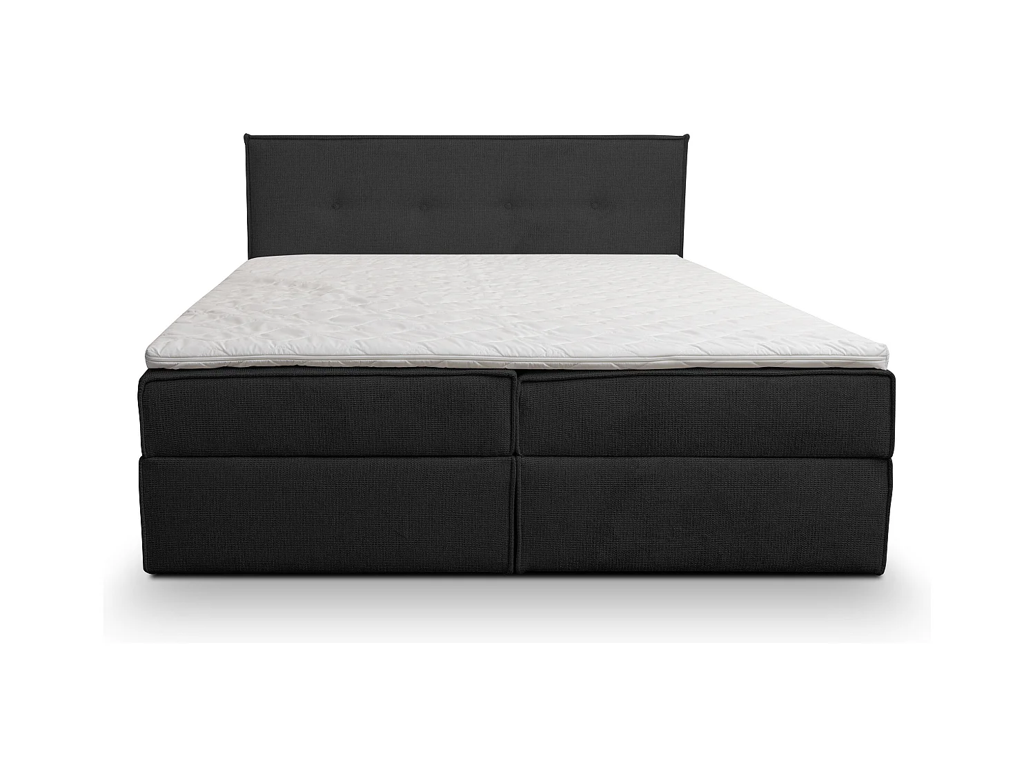 Lit boxspring Calido avec 2 coffres de rangement, lit rembourré Dimensions: 140x200, couleur: noir, tissu structuré