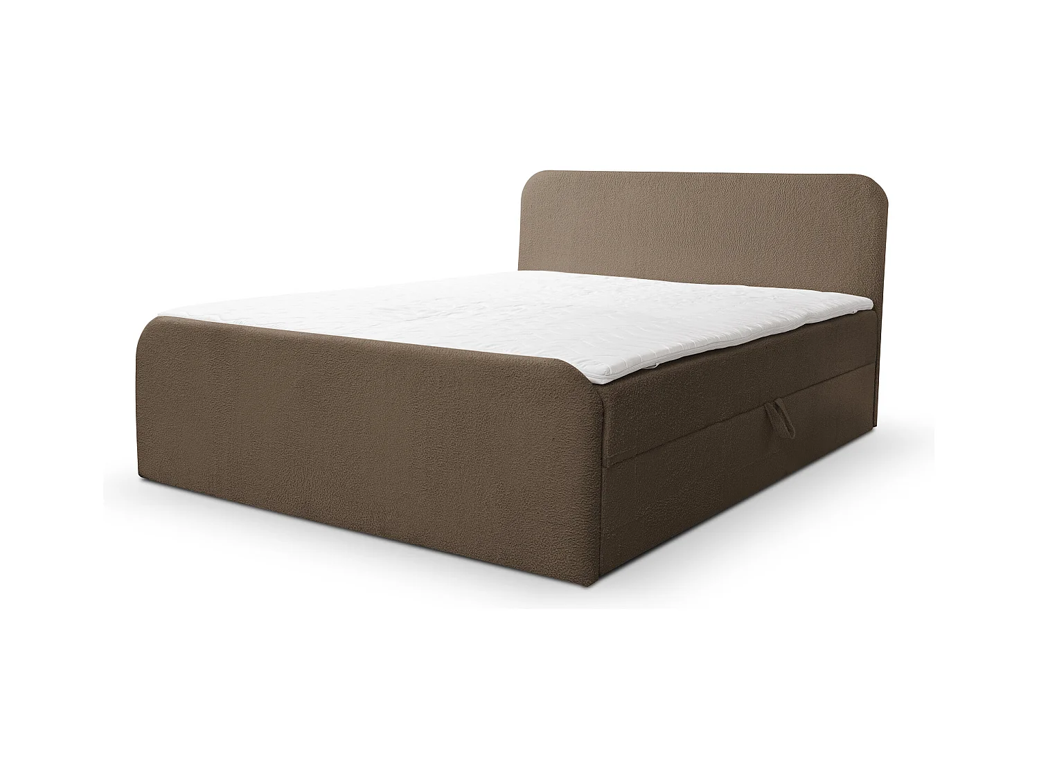 Lit boxspring LAMBI avec 2 coffres de rangement, lit rembourré Dimensions: 180x200, couleur: marron, tissu bouclé
