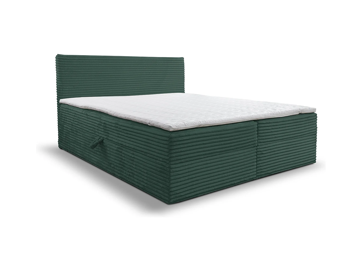 Lit boxspring Tilly avec 2 tiroirs de rangement, lit rembourré Dimensions: 180x200, couleur: vert, tissu cordé