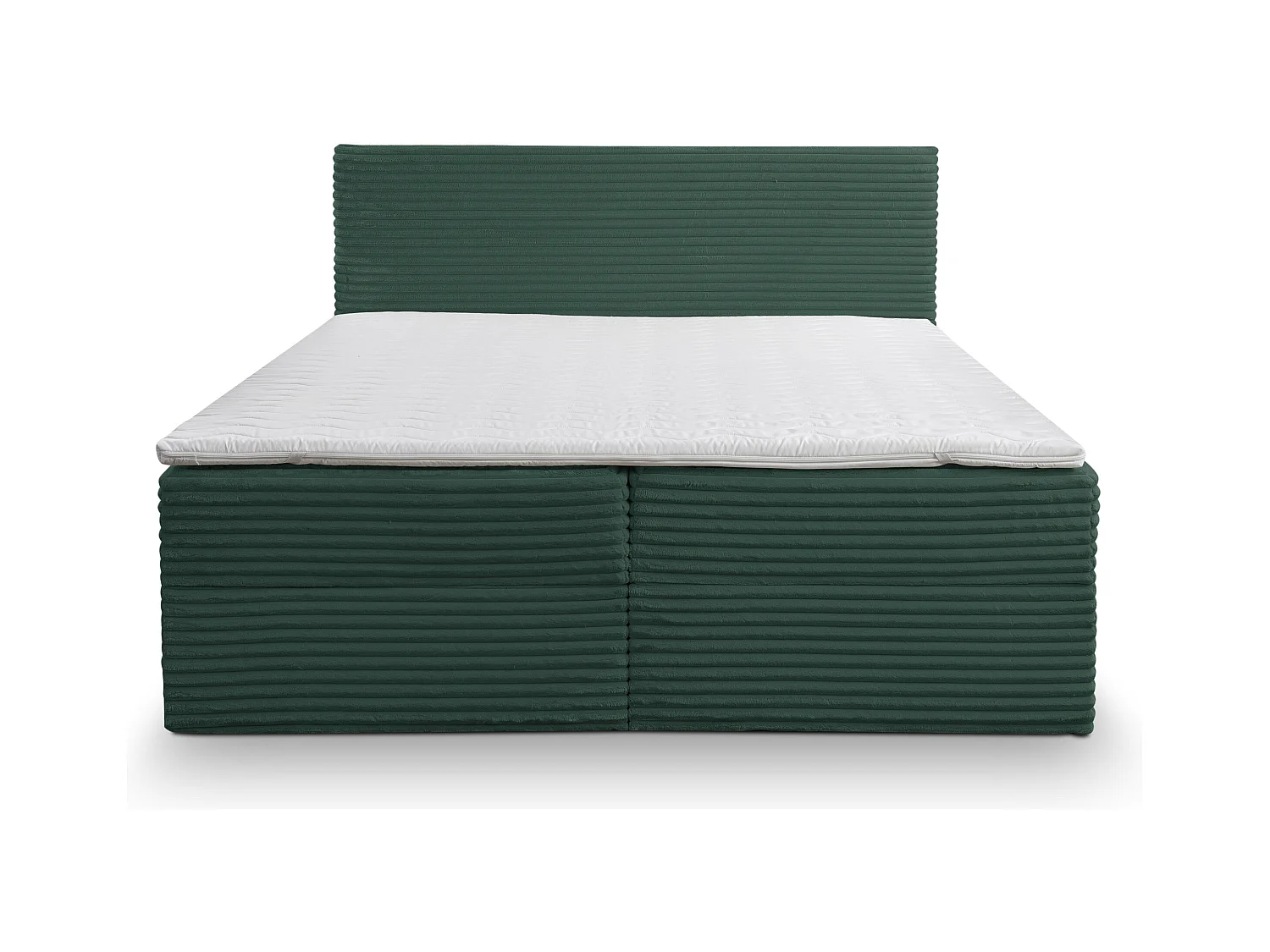 Lit boxspring Tilly avec 2 tiroirs de rangement, lit rembourré Dimensions: 180x200, couleur: vert, tissu cordé