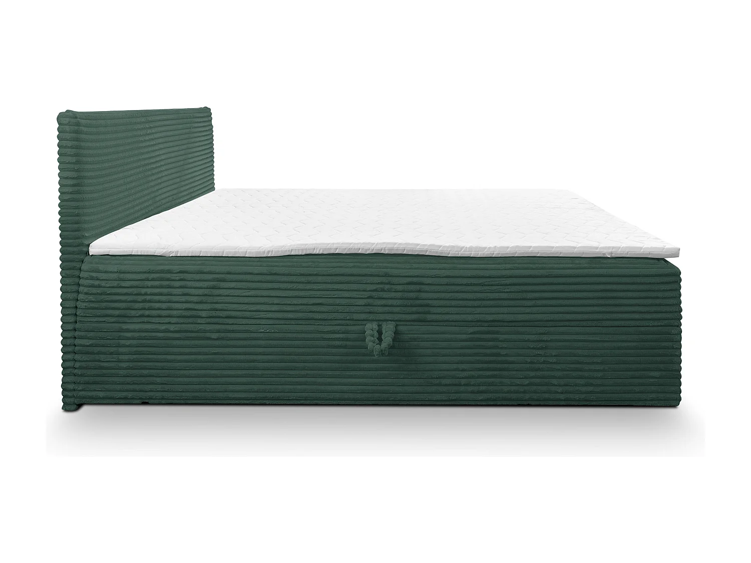Lit boxspring Tilly avec 2 tiroirs de rangement, lit rembourré Dimensions: 180x200, couleur: vert, tissu cordé