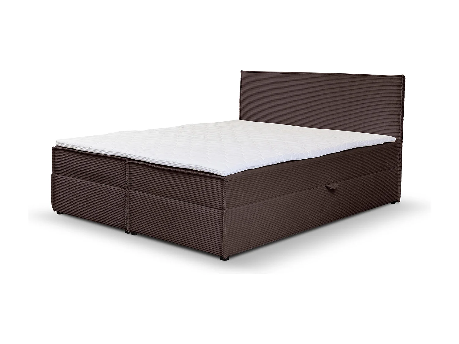 Lit boxspring GLORIA avec 2 coffres de rangement, lit rembourré Dimensions: 180x200, couleur: marron, tissu cordé