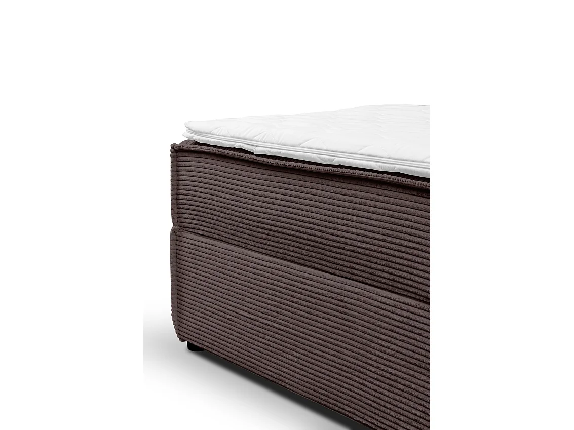 Lit boxspring GLORIA avec 2 coffres de rangement, lit rembourré Dimensions: 180x200, couleur: marron, tissu cordé