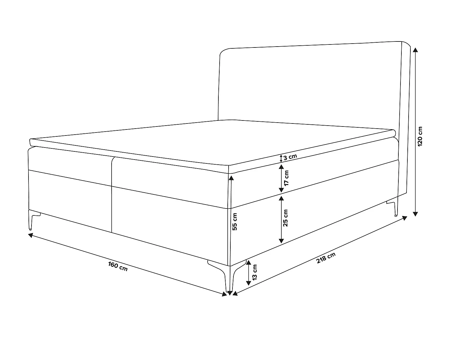 Lit boxspring QUANT avec 2 coffres de rangement, lit rembourré Dimensions: 160x200, couleur: marron, tissu velours