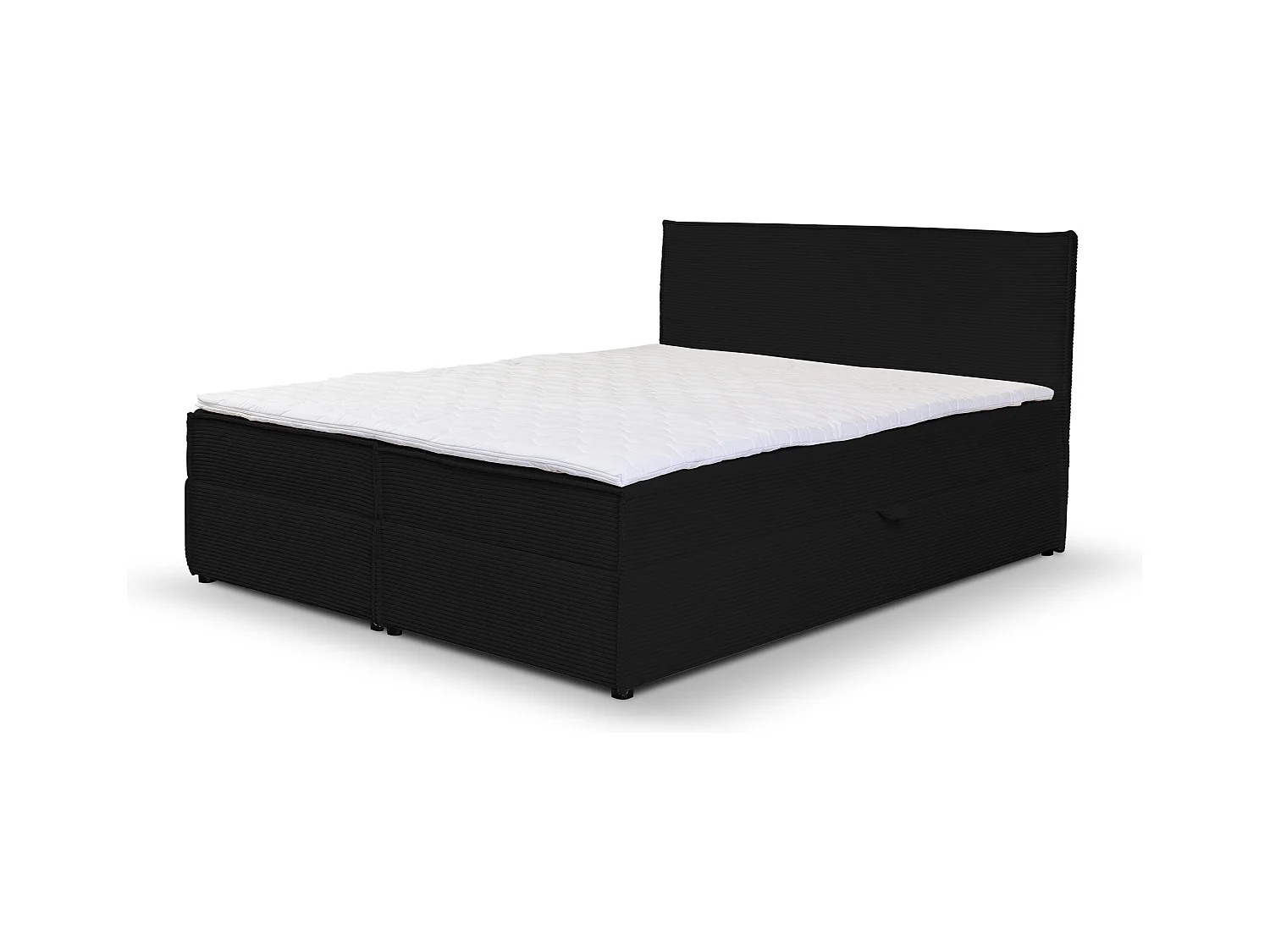 Lit boxspring GLORIA avec 2 coffres de rangement, lit rembourré Dimensions: 160x200, couleur: noir, tissu velours côtelé