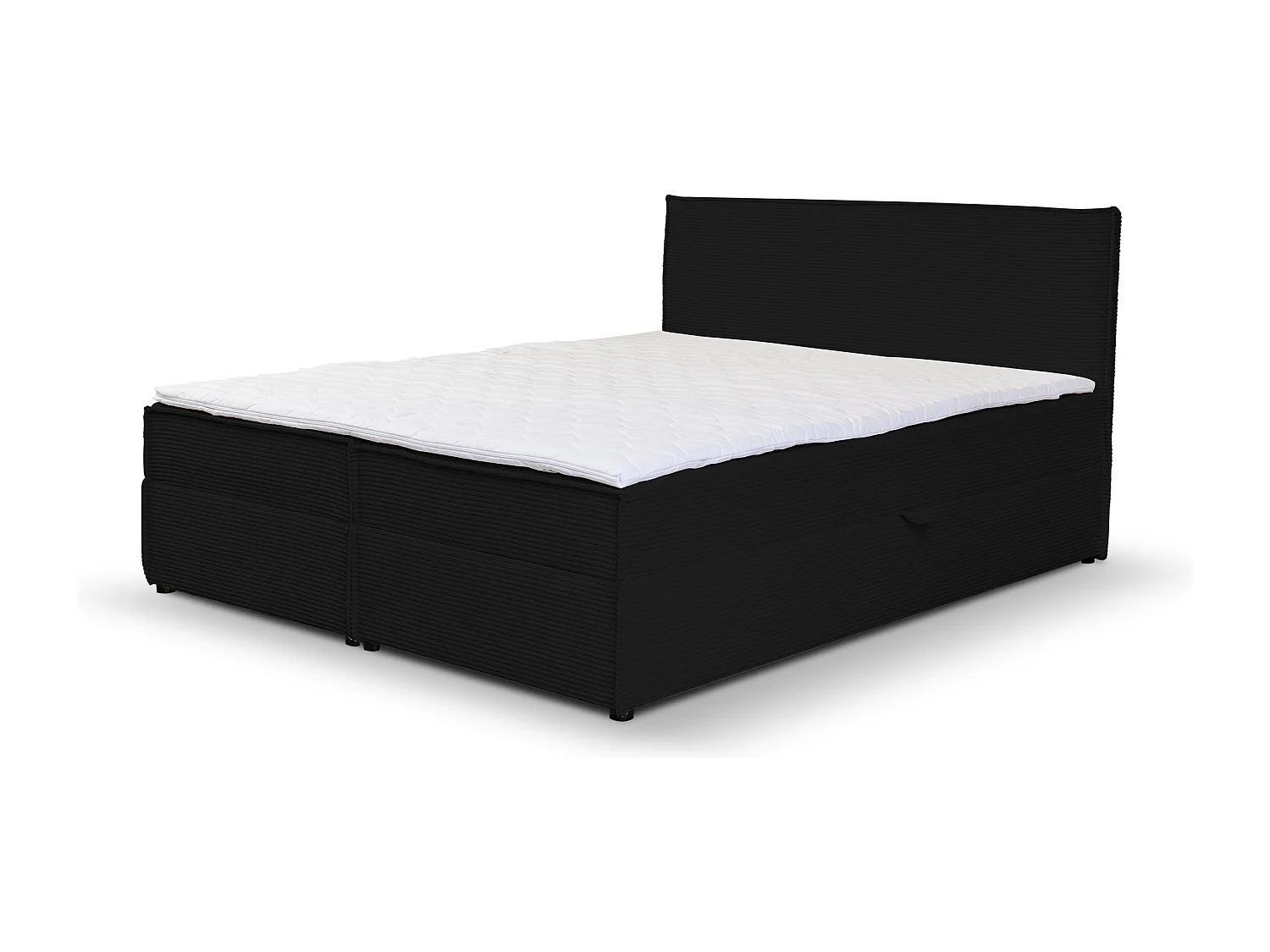 Lit boxspring GLORIA avec 2 coffres de rangement, lit rembourré Dimensions: 160x200, couleur: noir, tissu velours côtelé