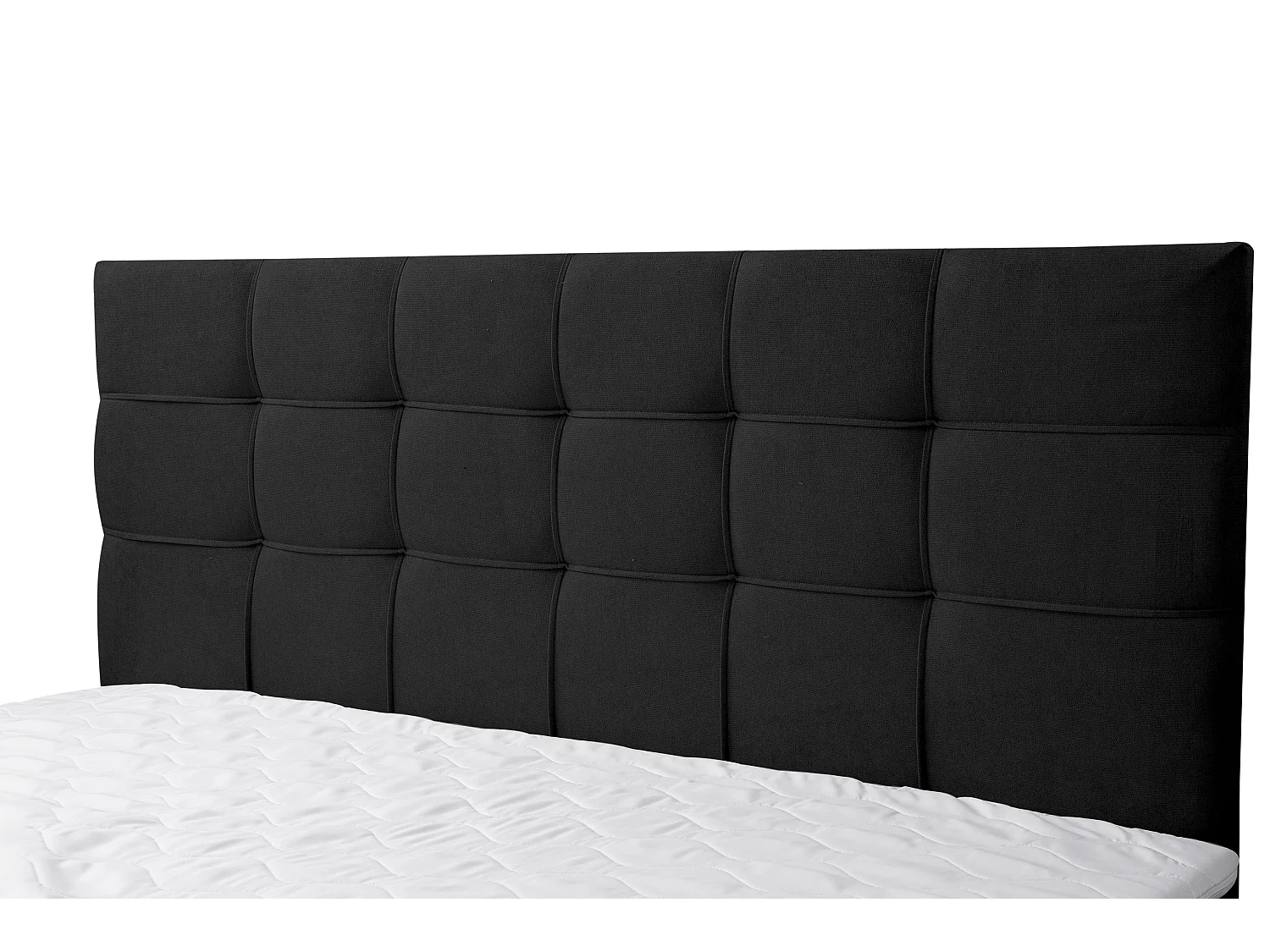 Lit boxspring BOSS, lit rembourré Dimensions : 140x200 cm, couleur : noir, tissu velours, lit double avec matelas Bonell H3 et surmatelas inclus