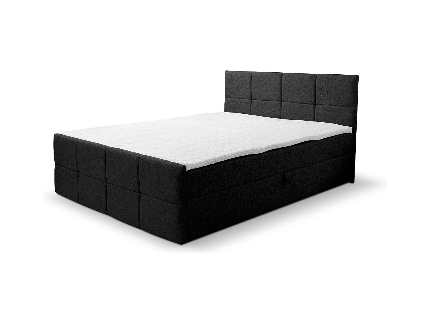 Lit boxspring DORIS avec 2 coffres de rangement, lit rembourré Dimensions: 140x200, couleur: noir, tissu velours