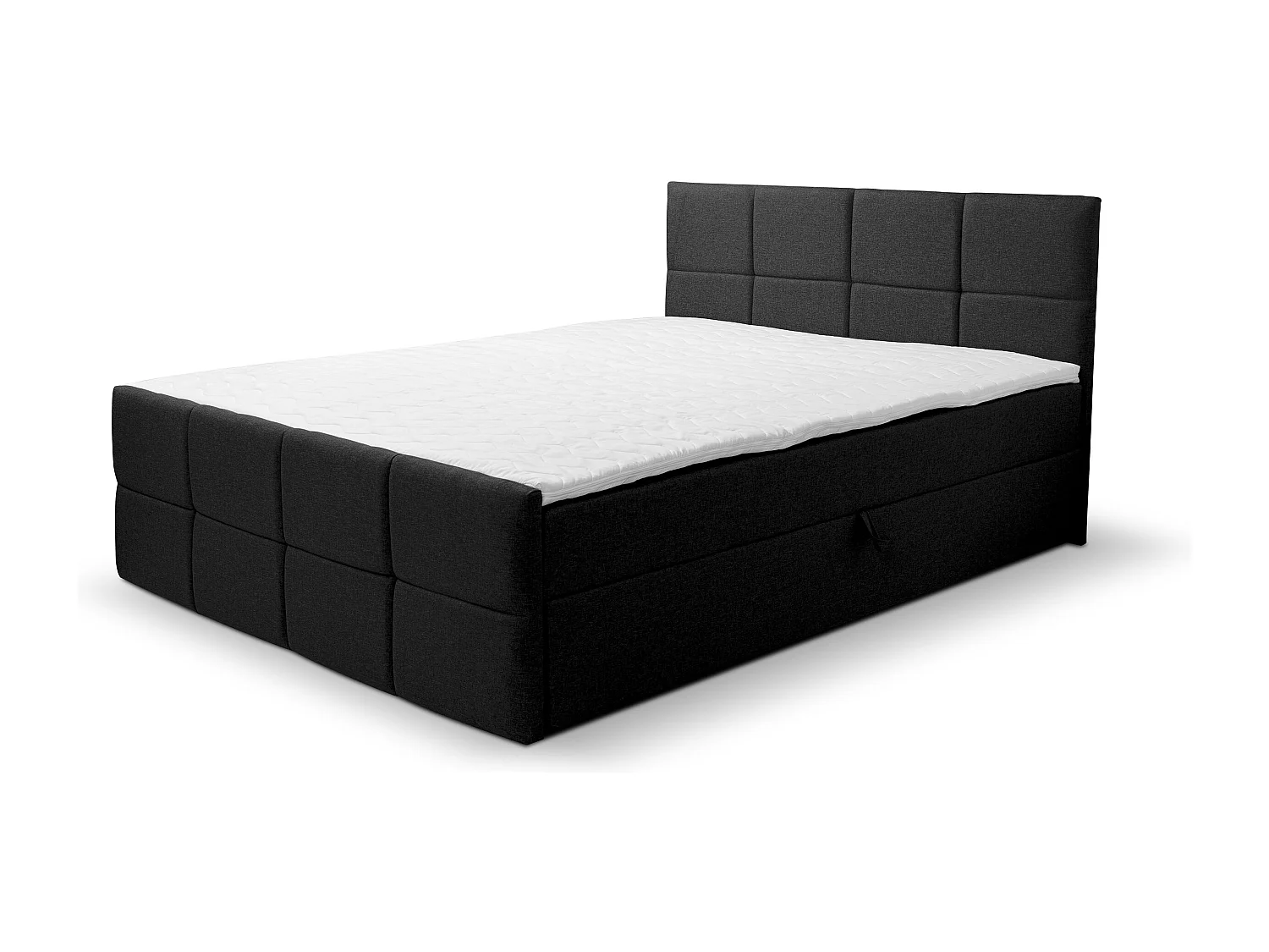 Lit boxspring DORIS avec 2 coffres de rangement, lit rembourré Dimensions: 140x200, couleur: noir, tissu velours