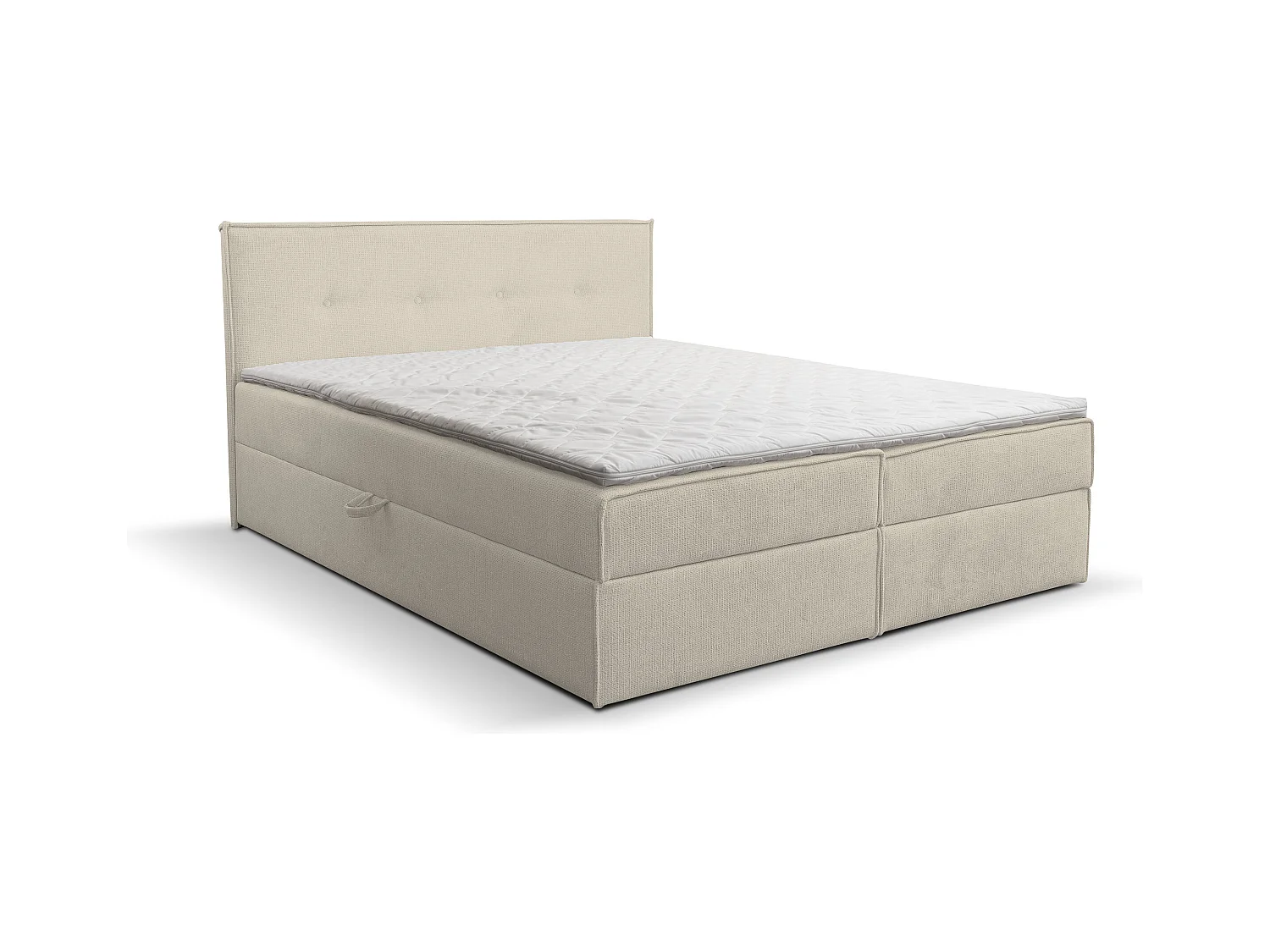 Lit boxspring Calido avec 2 coffres de rangement, lit rembourré Dimensions: 180x200, couleur: beige, tissu structuré