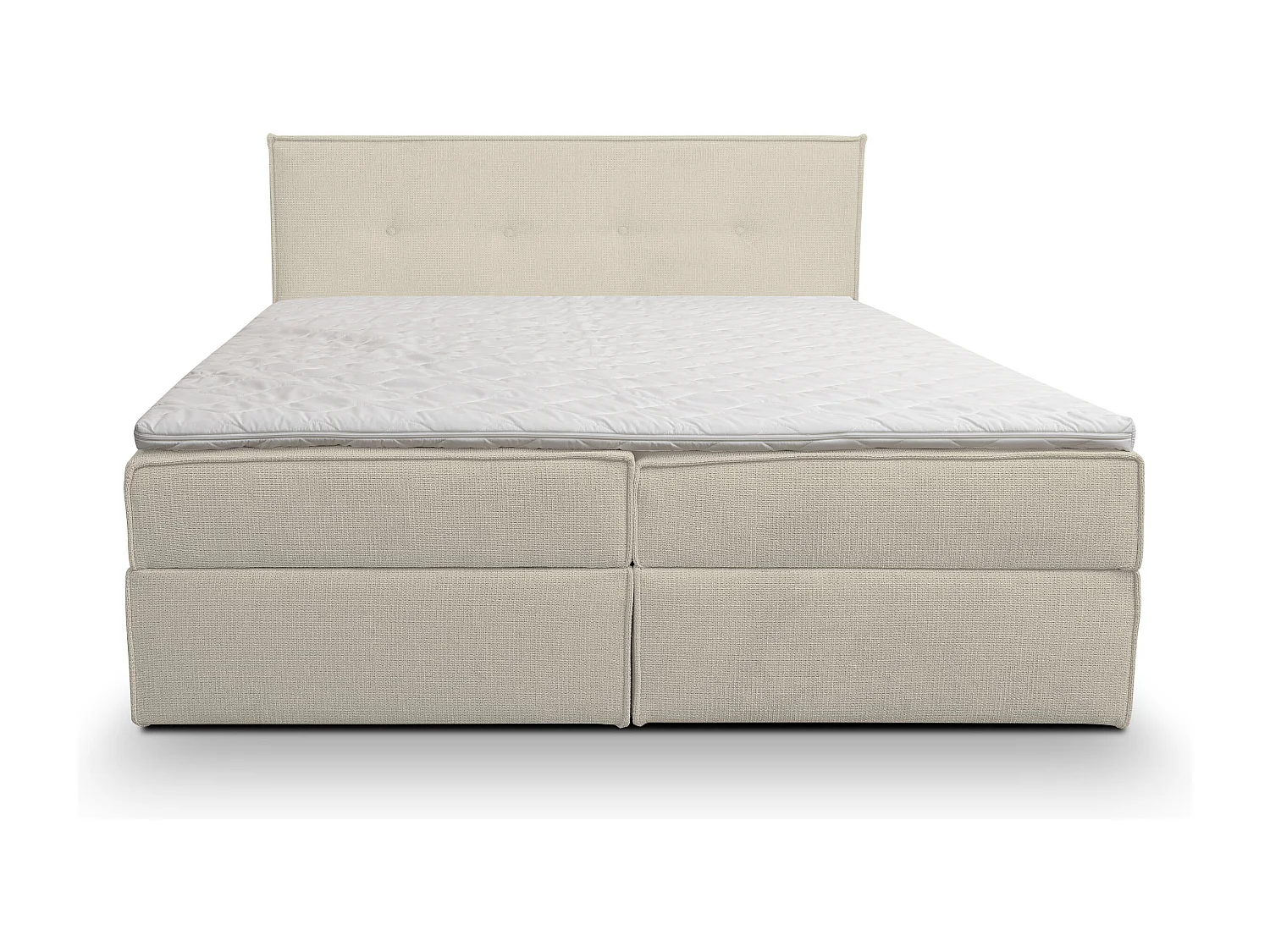 Lit boxspring Calido avec 2 coffres de rangement, lit rembourré Dimensions: 180x200, couleur: beige, tissu structuré