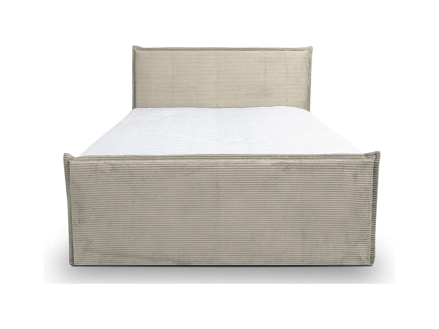 Lit boxspring Vanessa avec 2 coffres de rangement, lit rembourré Dimensions: 160x200, couleur: beige, tissu cordé